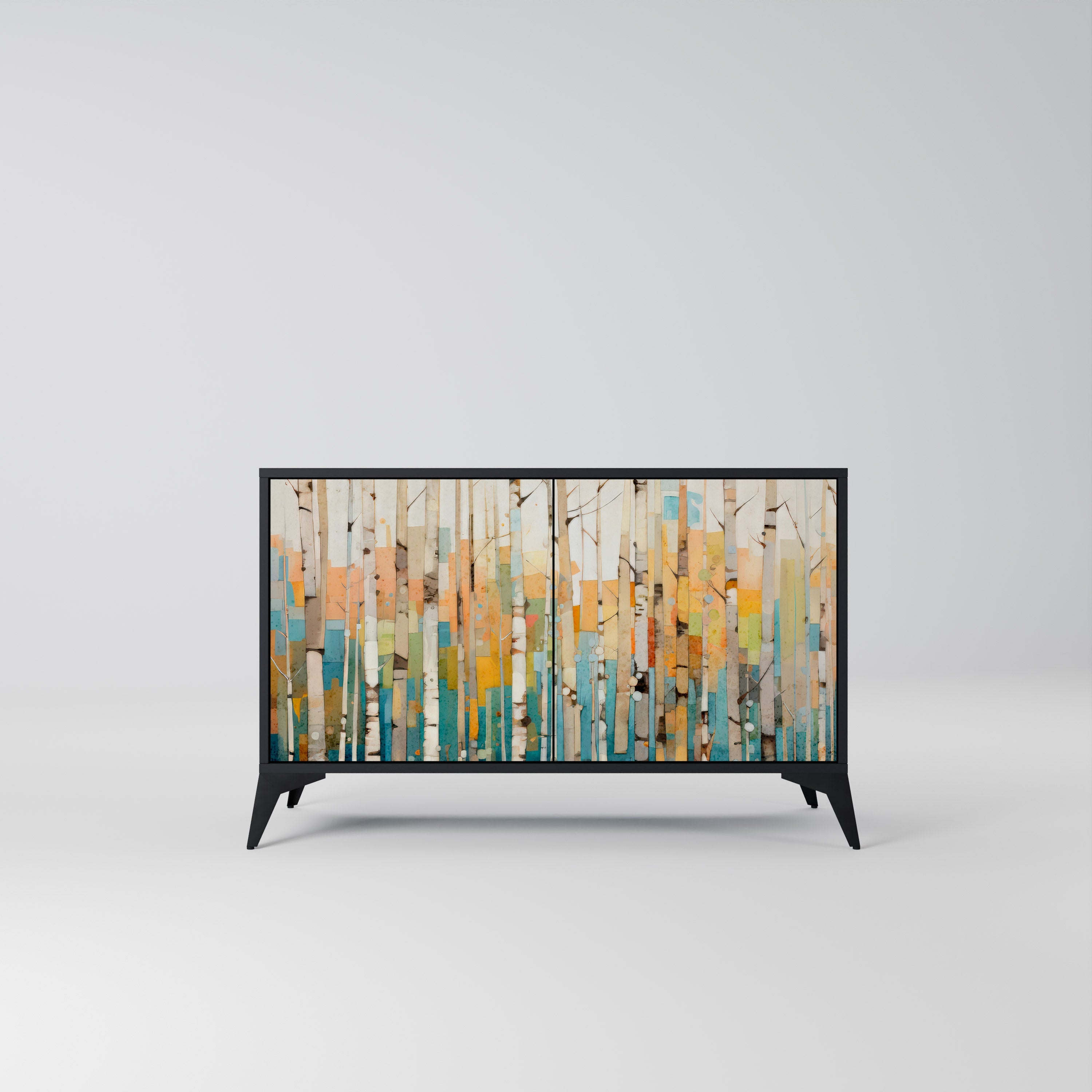 BIRCH KALEIDOSCOPE Sideboard mit 2 Türen in Schwarz