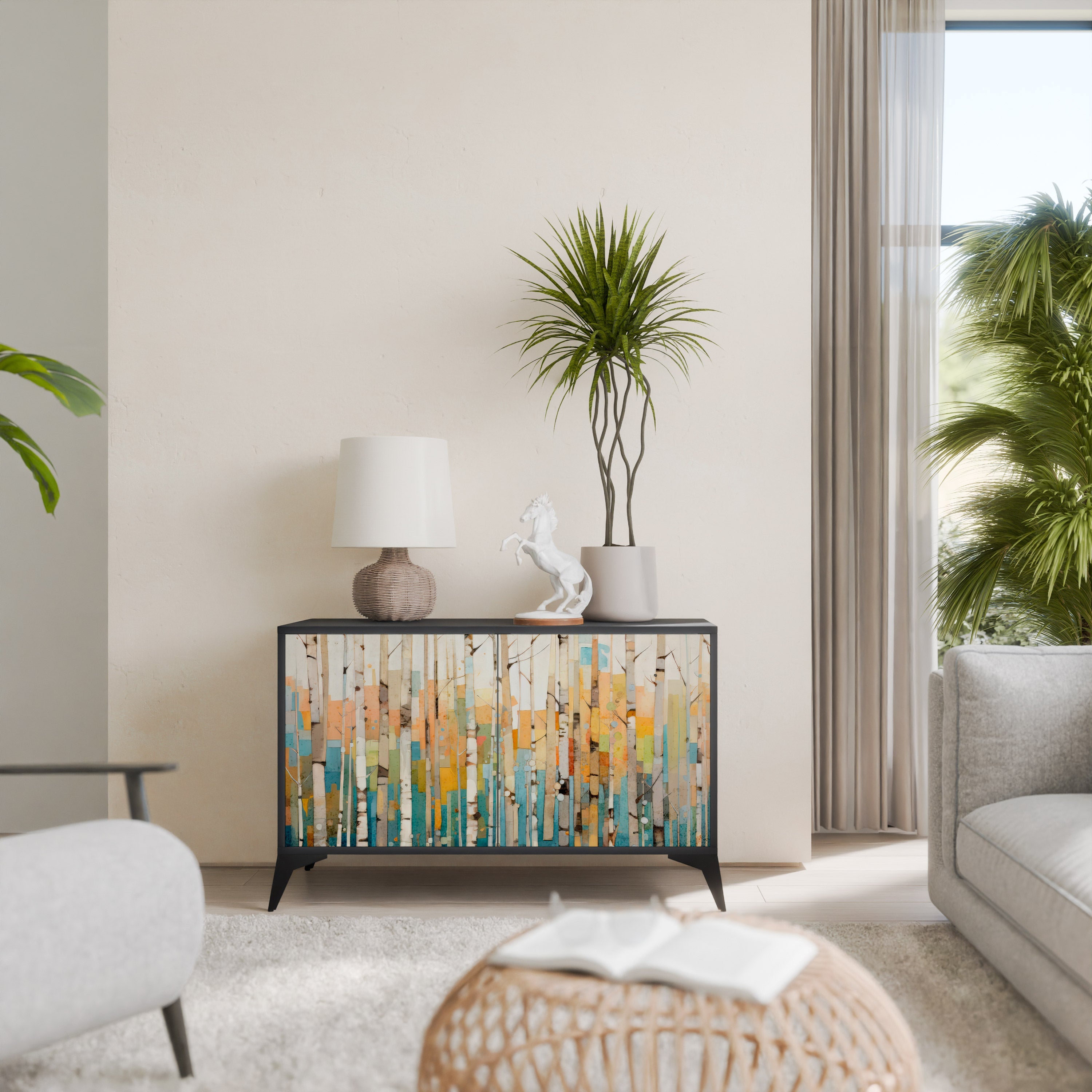 BIRCH KALEIDOSCOPE Sideboard mit 2 Türen in Schwarz