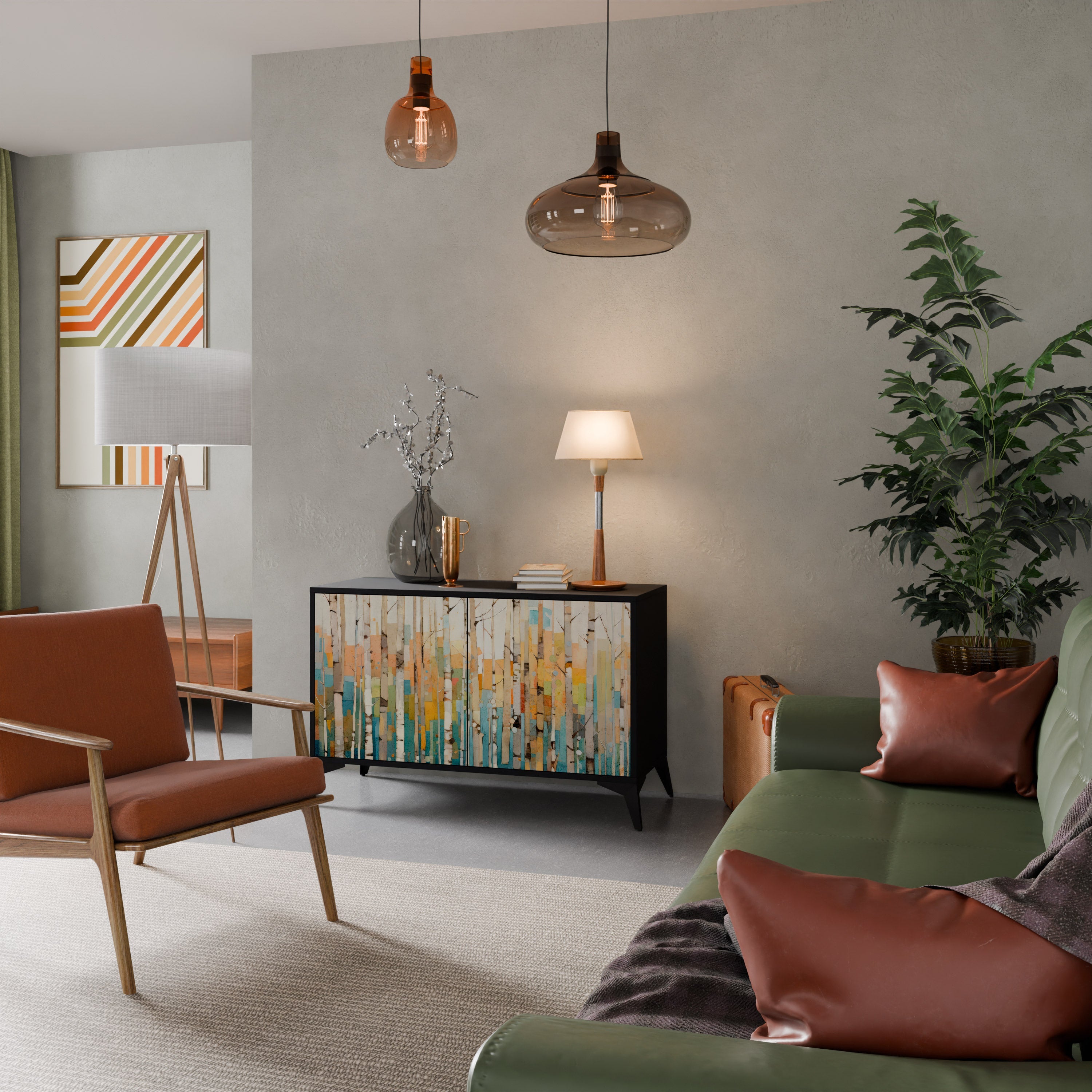 BIRCH KALEIDOSCOPE Sideboard mit 2 Türen in Schwarz