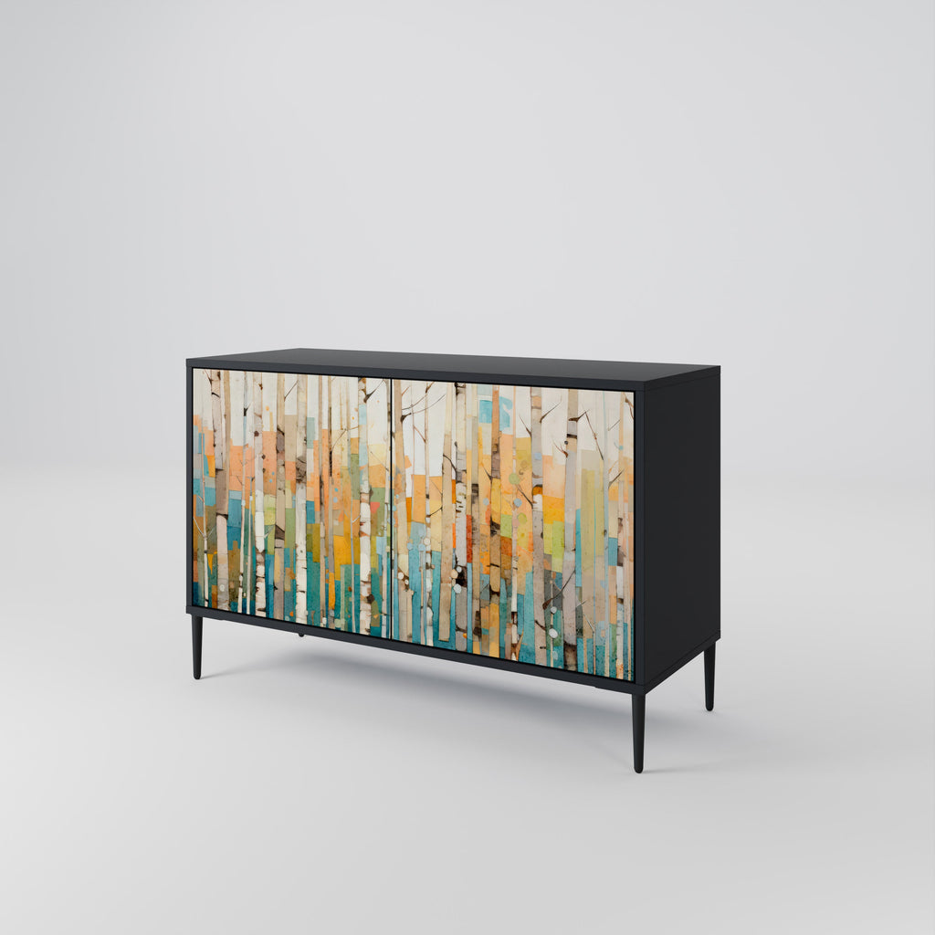 BIRCH KALEIDOSCOPE Sideboard mit 2 Türen in Schwarz