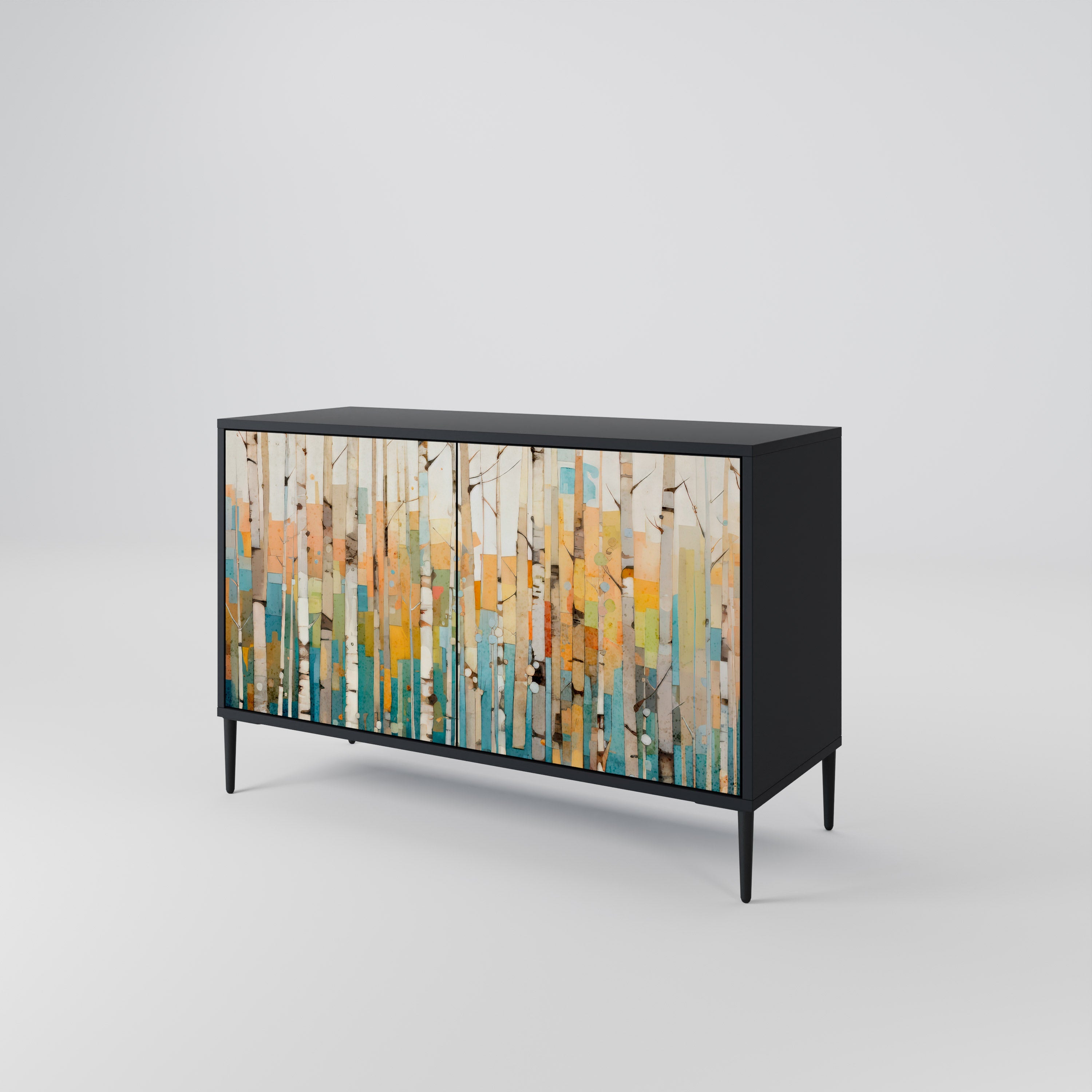 BIRCH KALEIDOSCOPE Sideboard mit 2 Türen in Schwarz