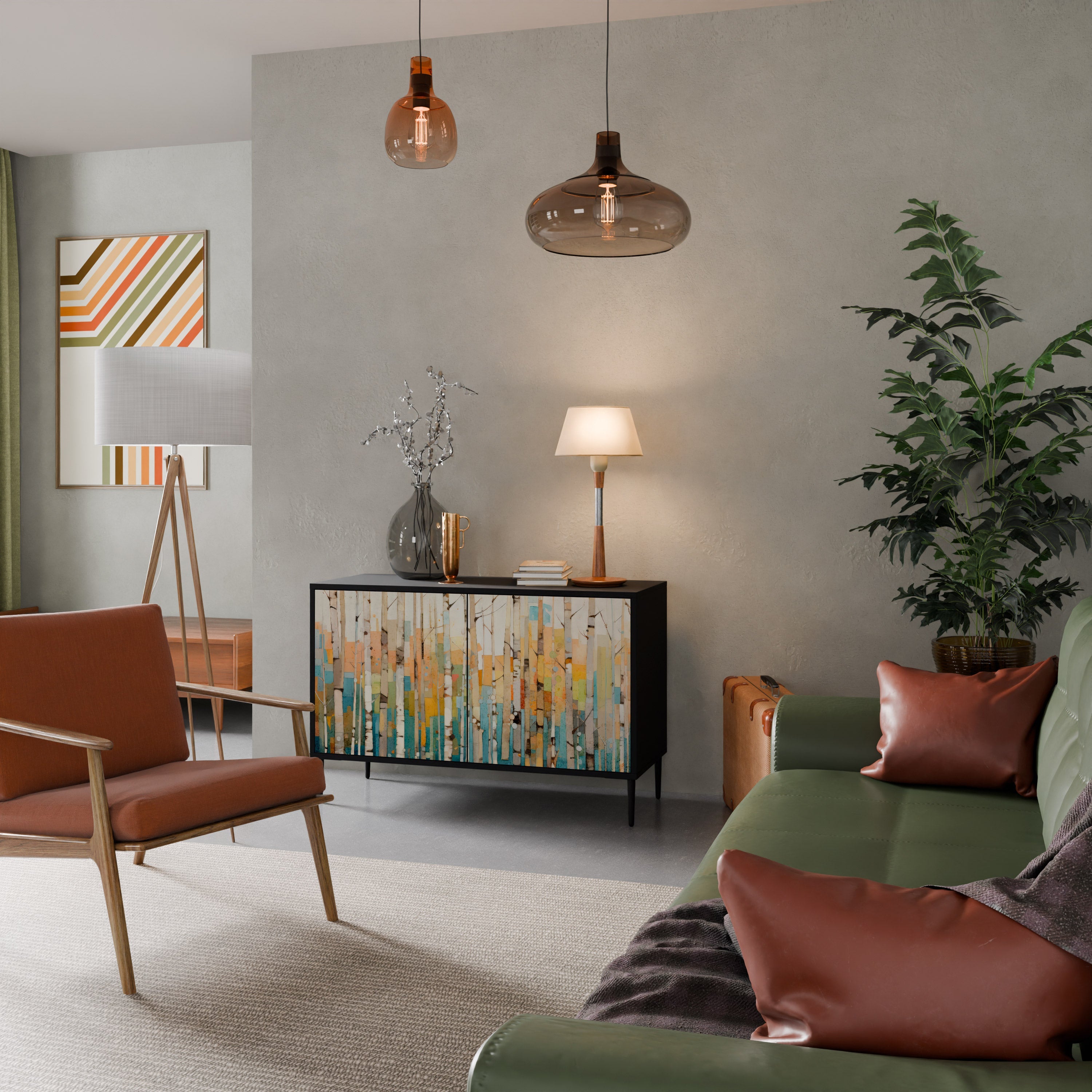 BIRCH KALEIDOSCOPE Sideboard mit 2 Türen in Schwarz