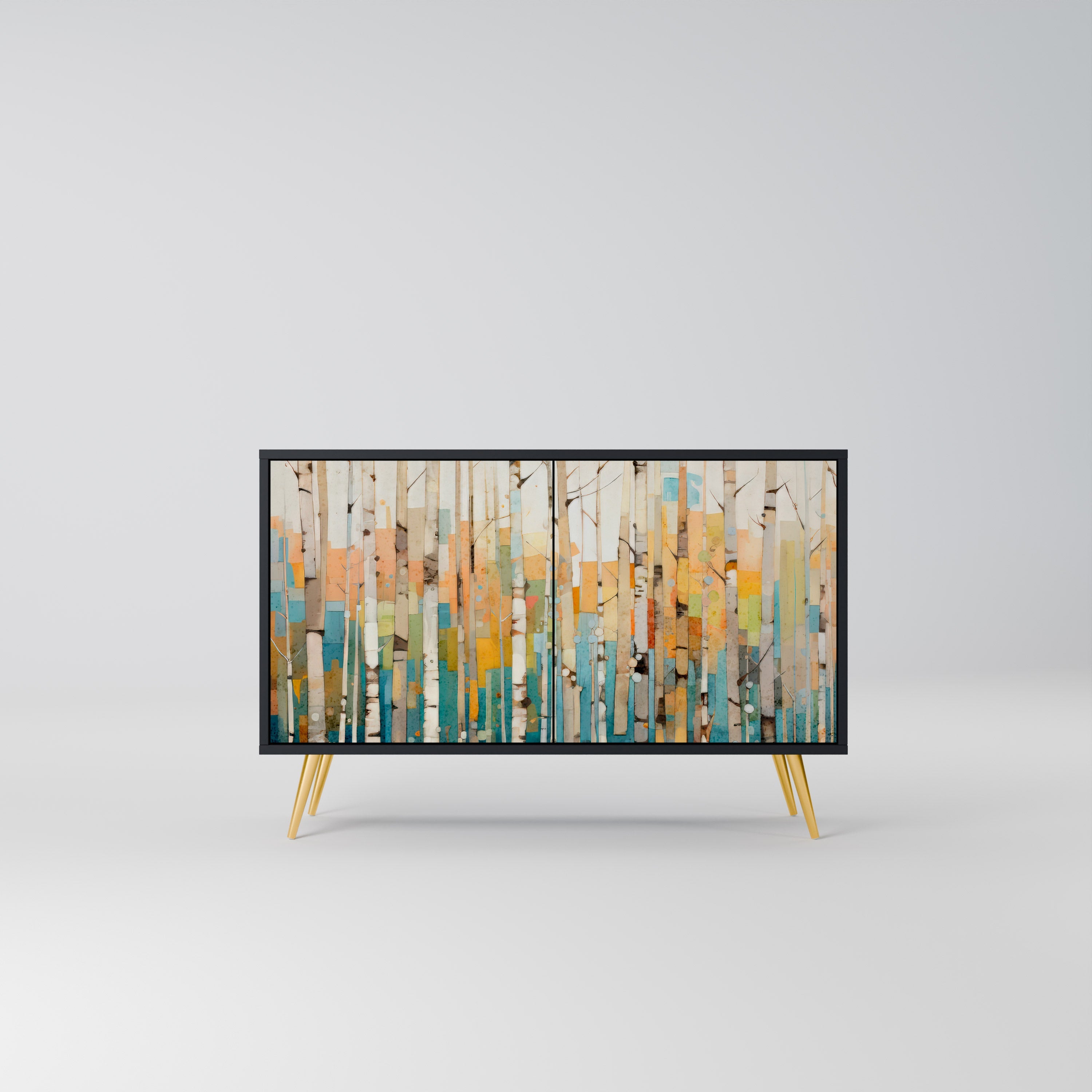 BIRCH KALEIDOSCOPE Sideboard mit 2 Türen in Schwarz