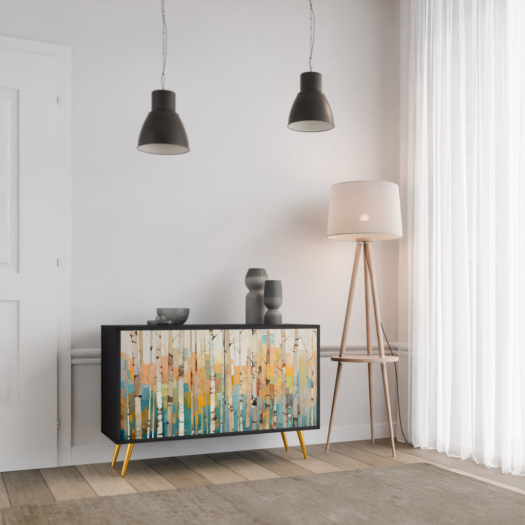BIRCH KALEIDOSCOPE Sideboard mit 2 Türen in Schwarz