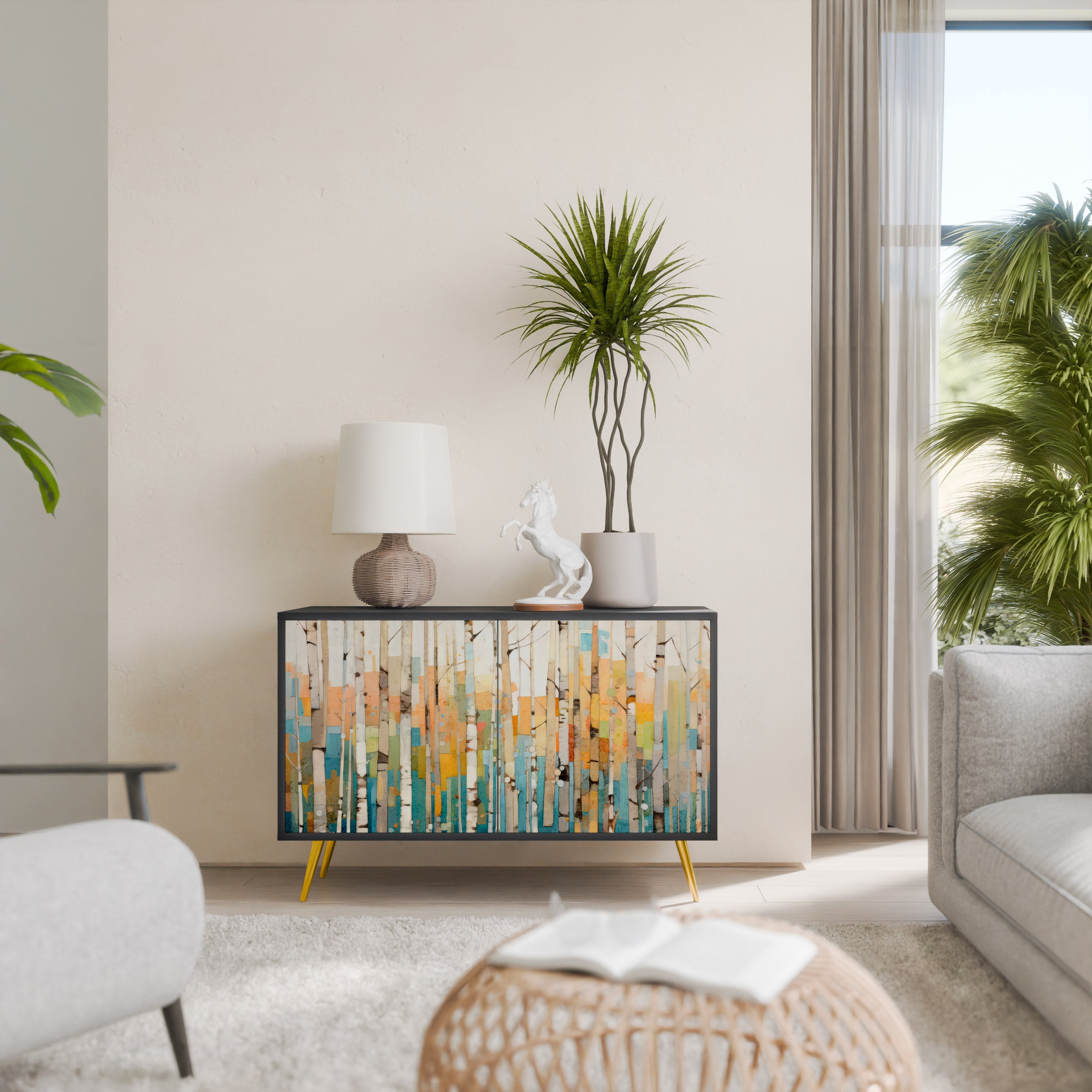 BIRCH KALEIDOSCOPE Sideboard mit 2 Türen in Schwarz