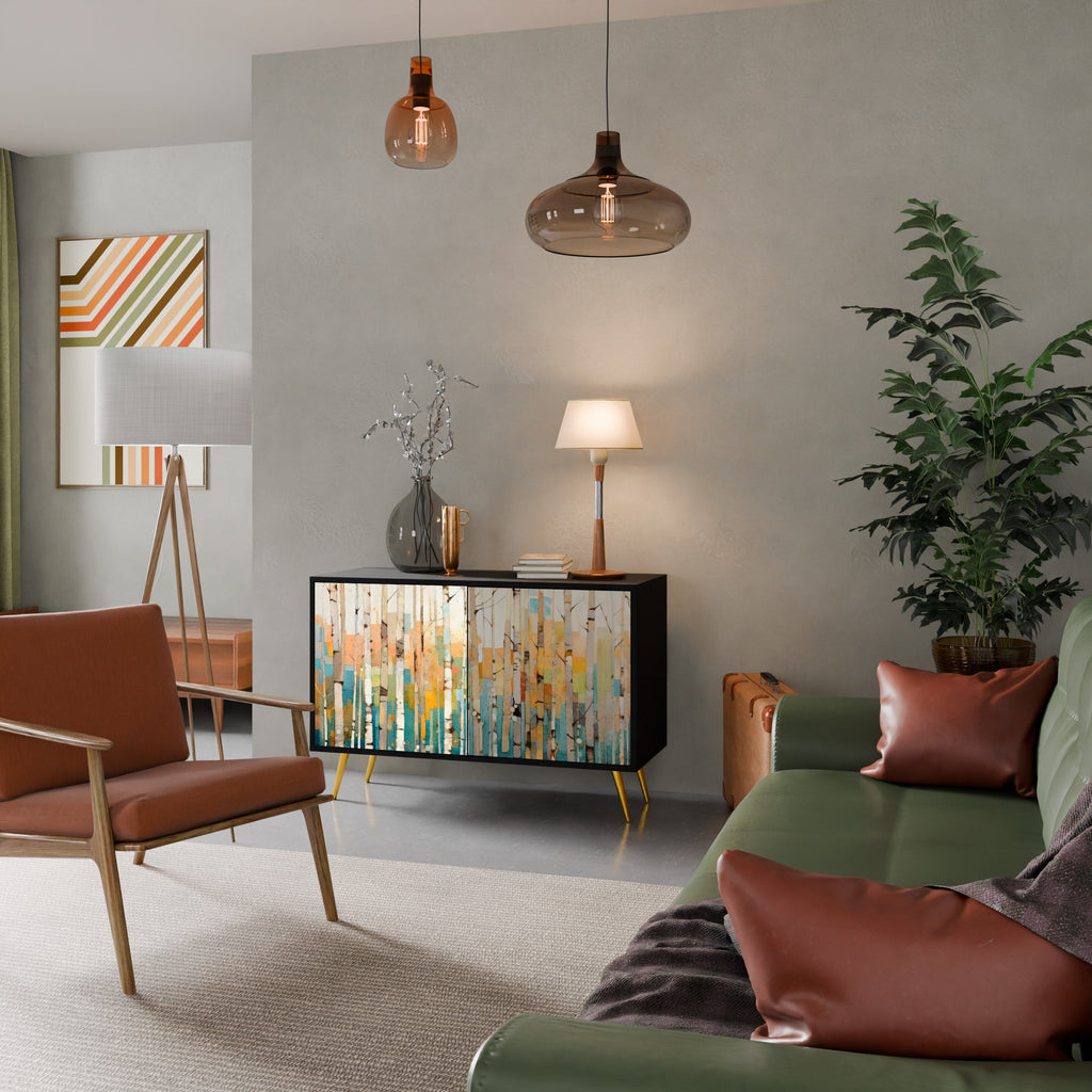 BIRCH KALEIDOSCOPE Sideboard mit 2 Türen in Schwarz