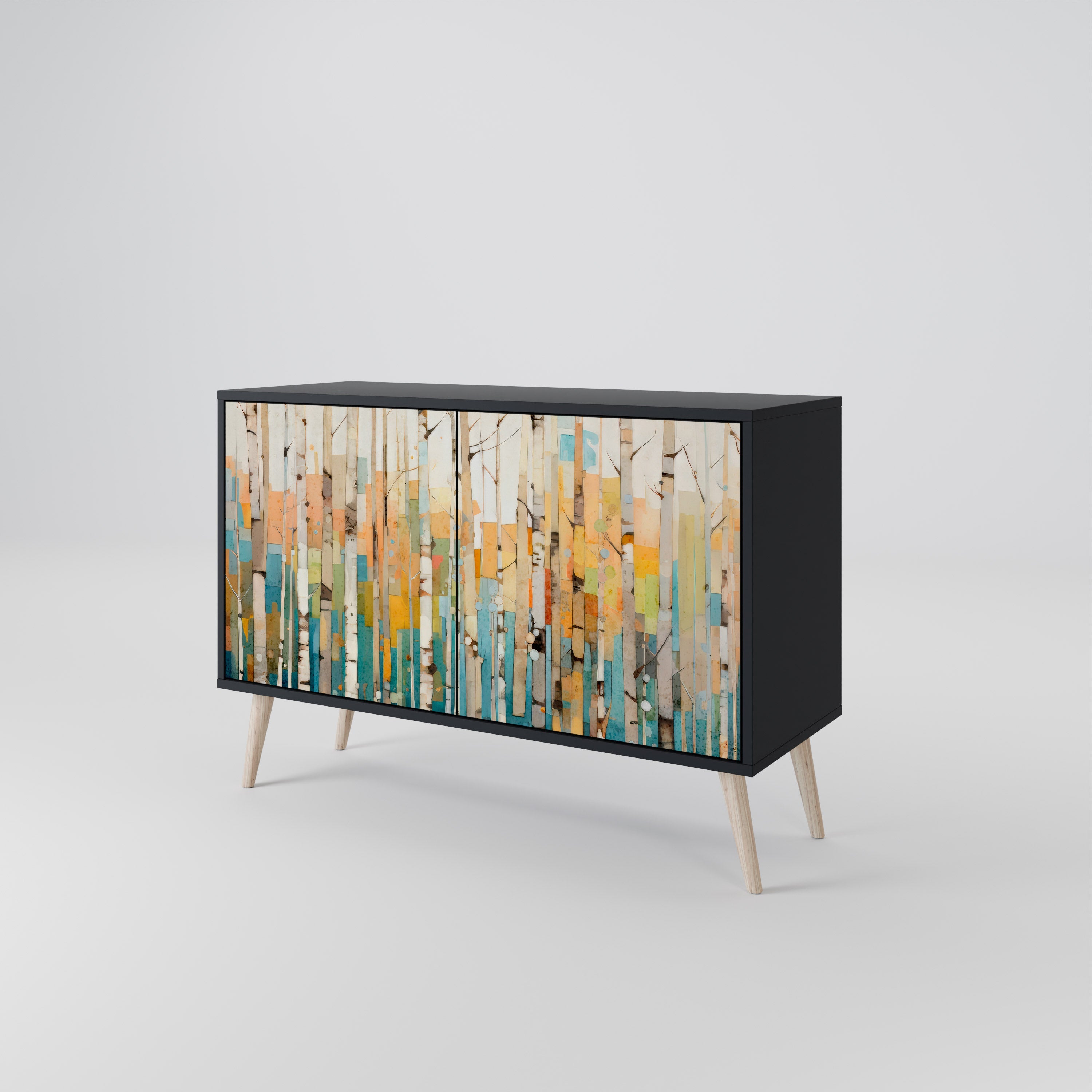 BIRCH KALEIDOSCOPE Sideboard mit 2 Türen in Schwarz