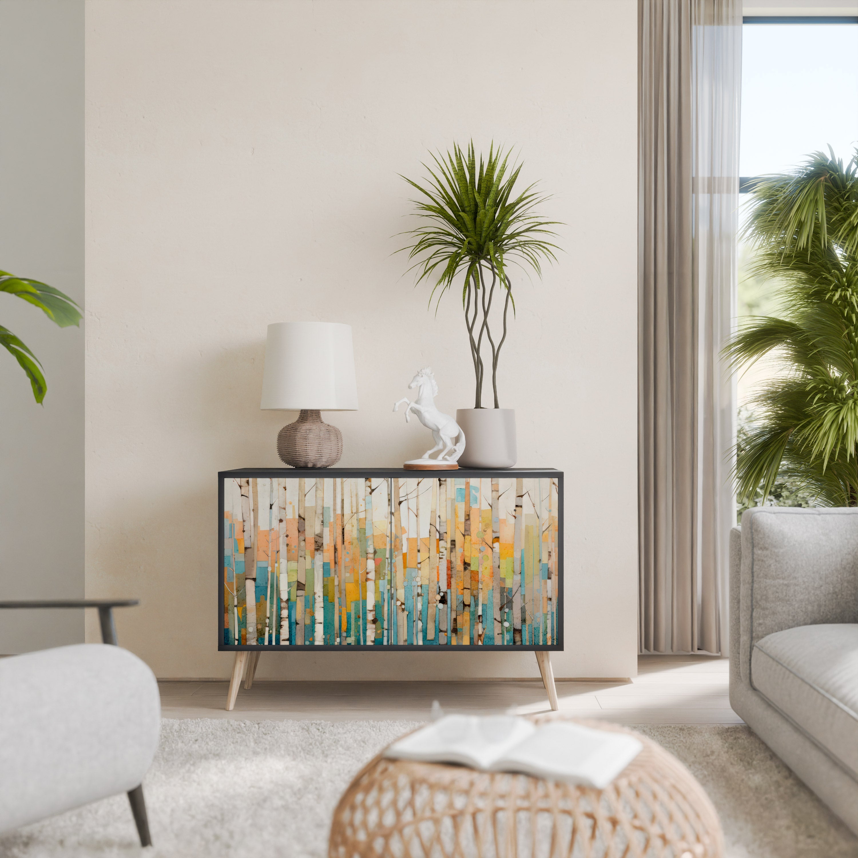 BIRCH KALEIDOSCOPE Sideboard mit 2 Türen in Schwarz