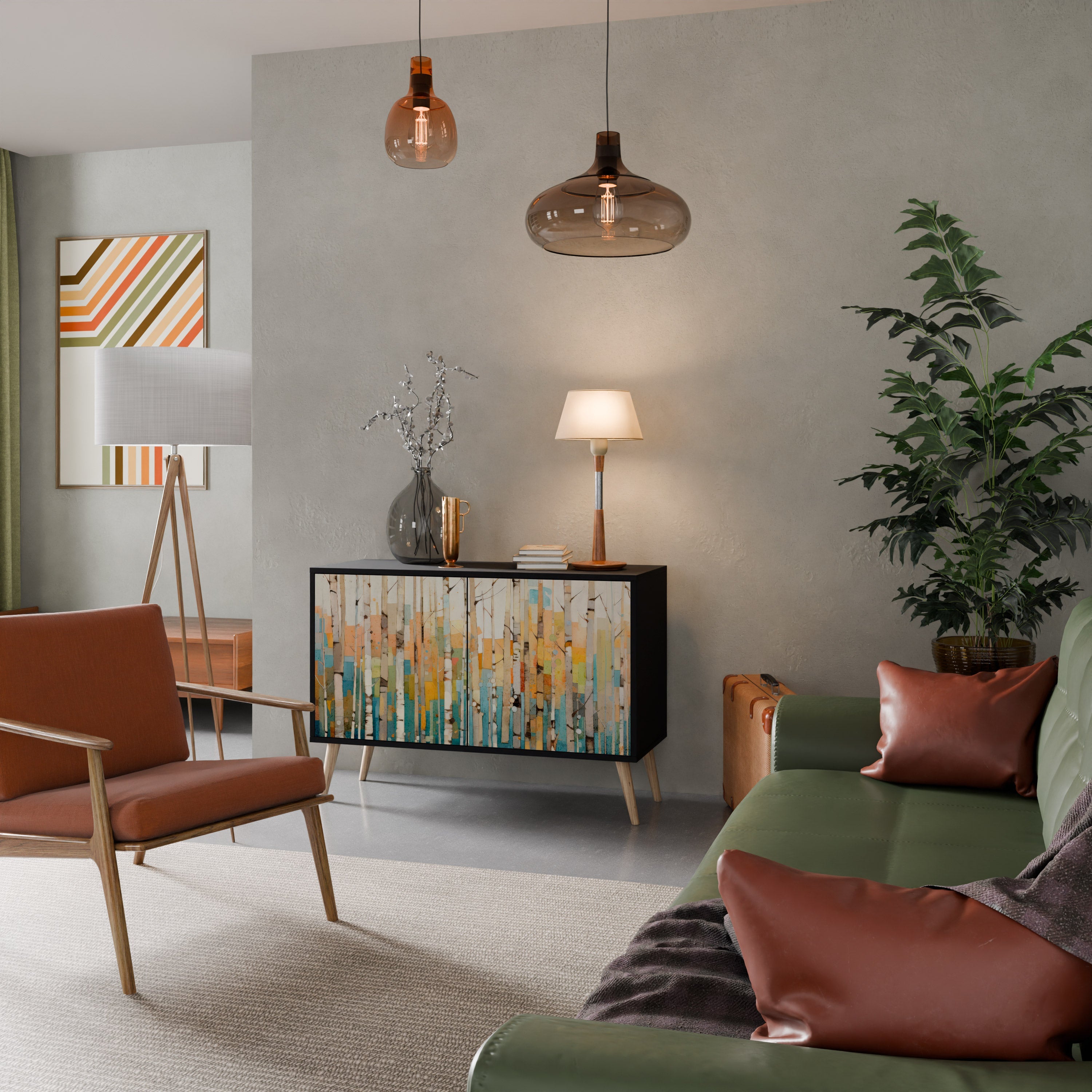 BIRCH KALEIDOSCOPE Sideboard mit 2 Türen in Schwarz