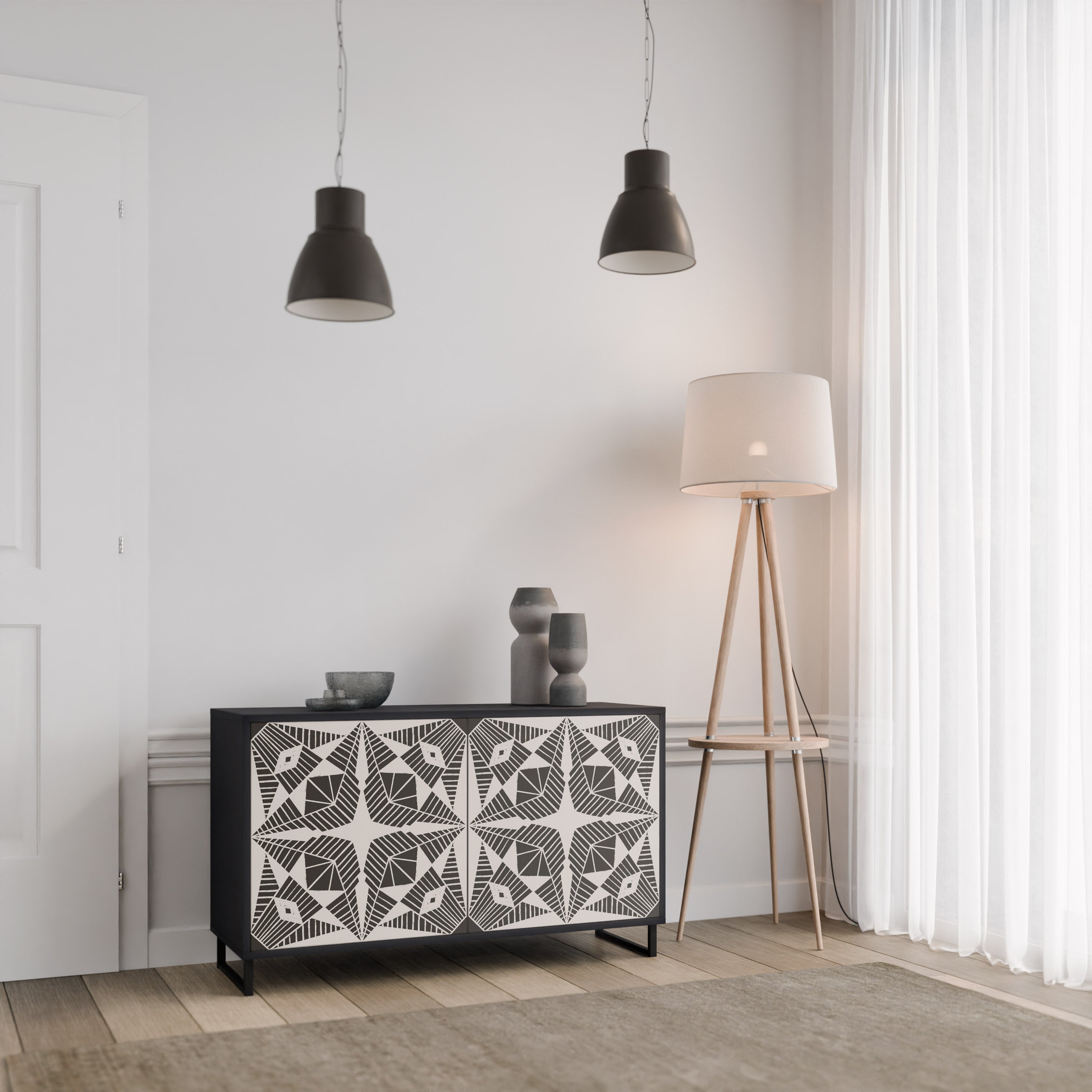 MONOCHROME NEXUS Sideboard mit 2 Türen in Schwarz