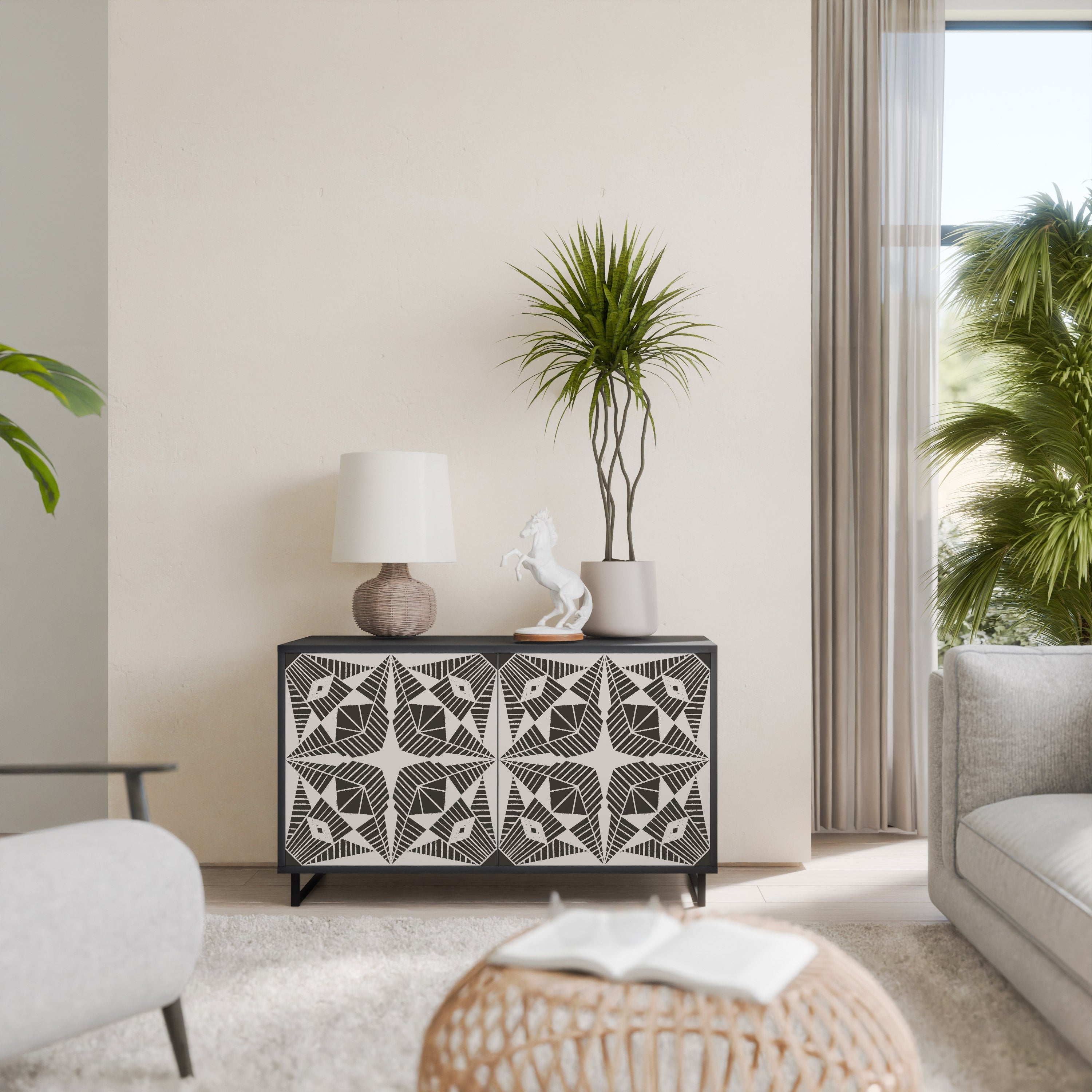 MONOCHROME NEXUS Sideboard mit 2 Türen in Schwarz