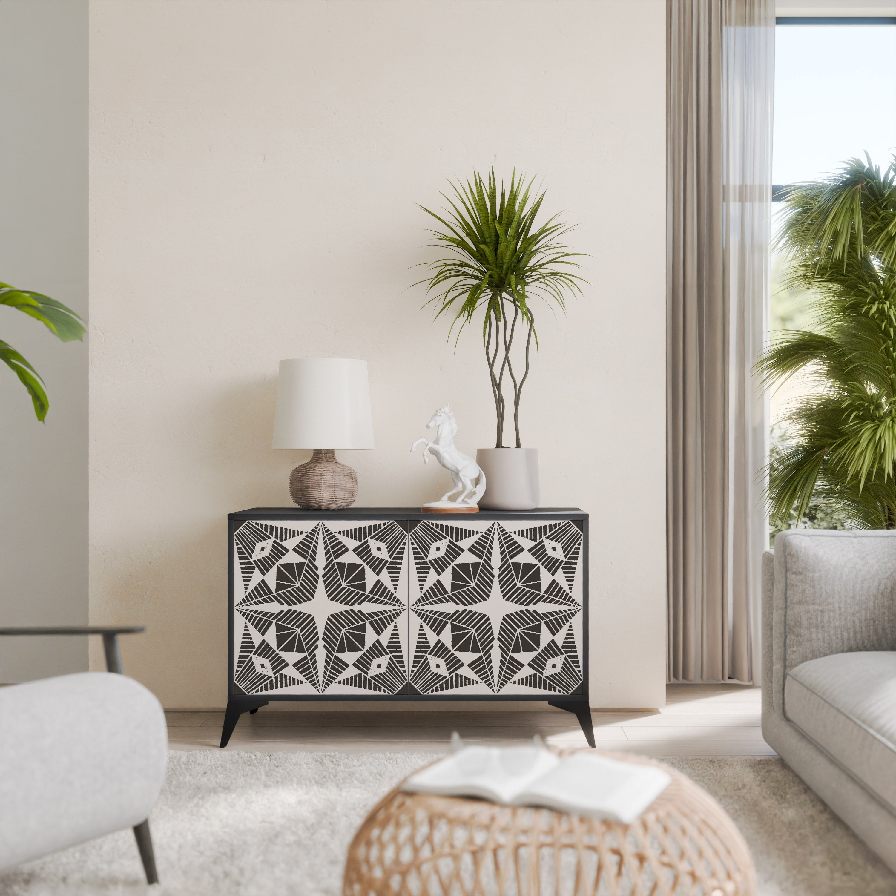 MONOCHROME NEXUS Sideboard mit 2 Türen in Schwarz