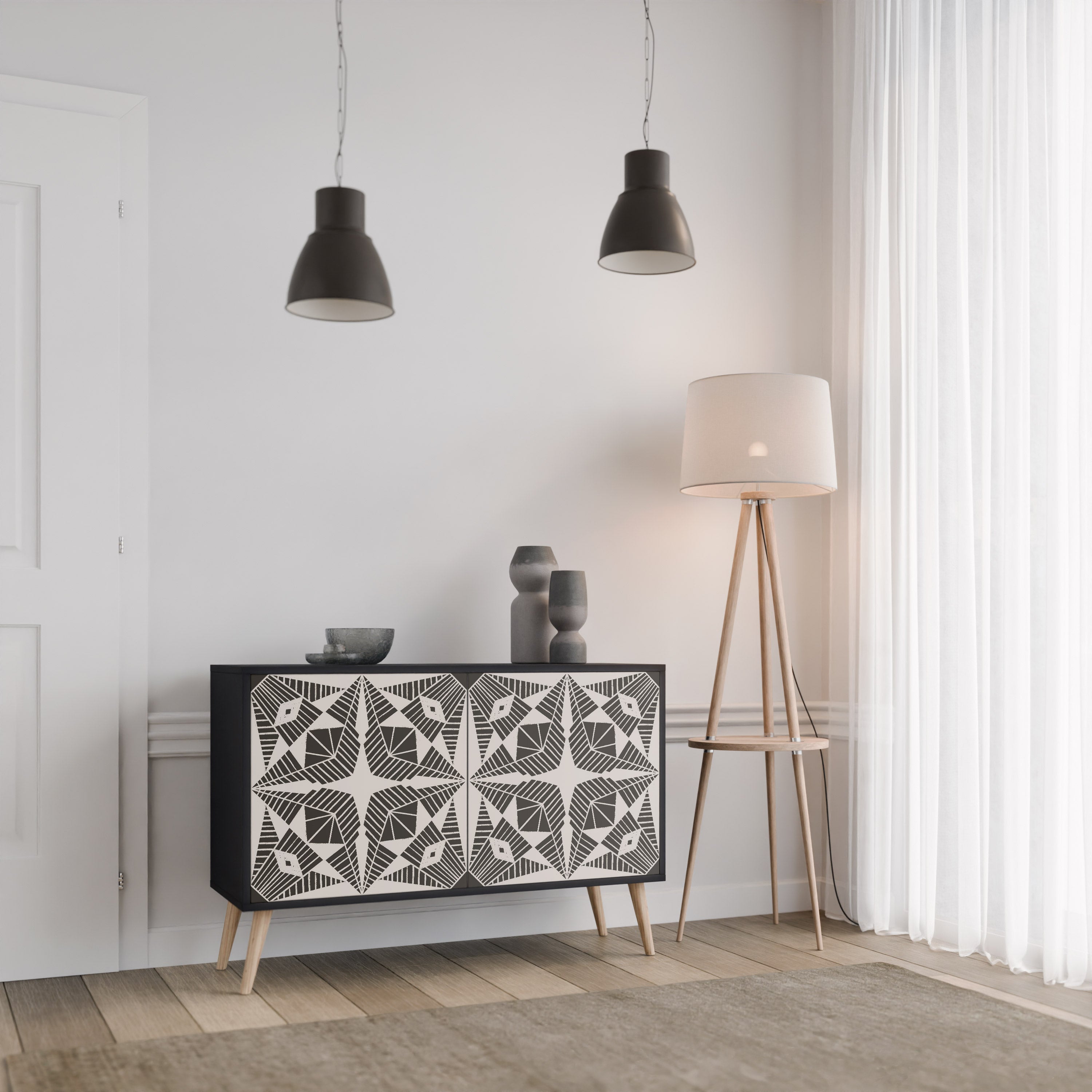 MONOCHROME NEXUS Sideboard mit 2 Türen in Schwarz