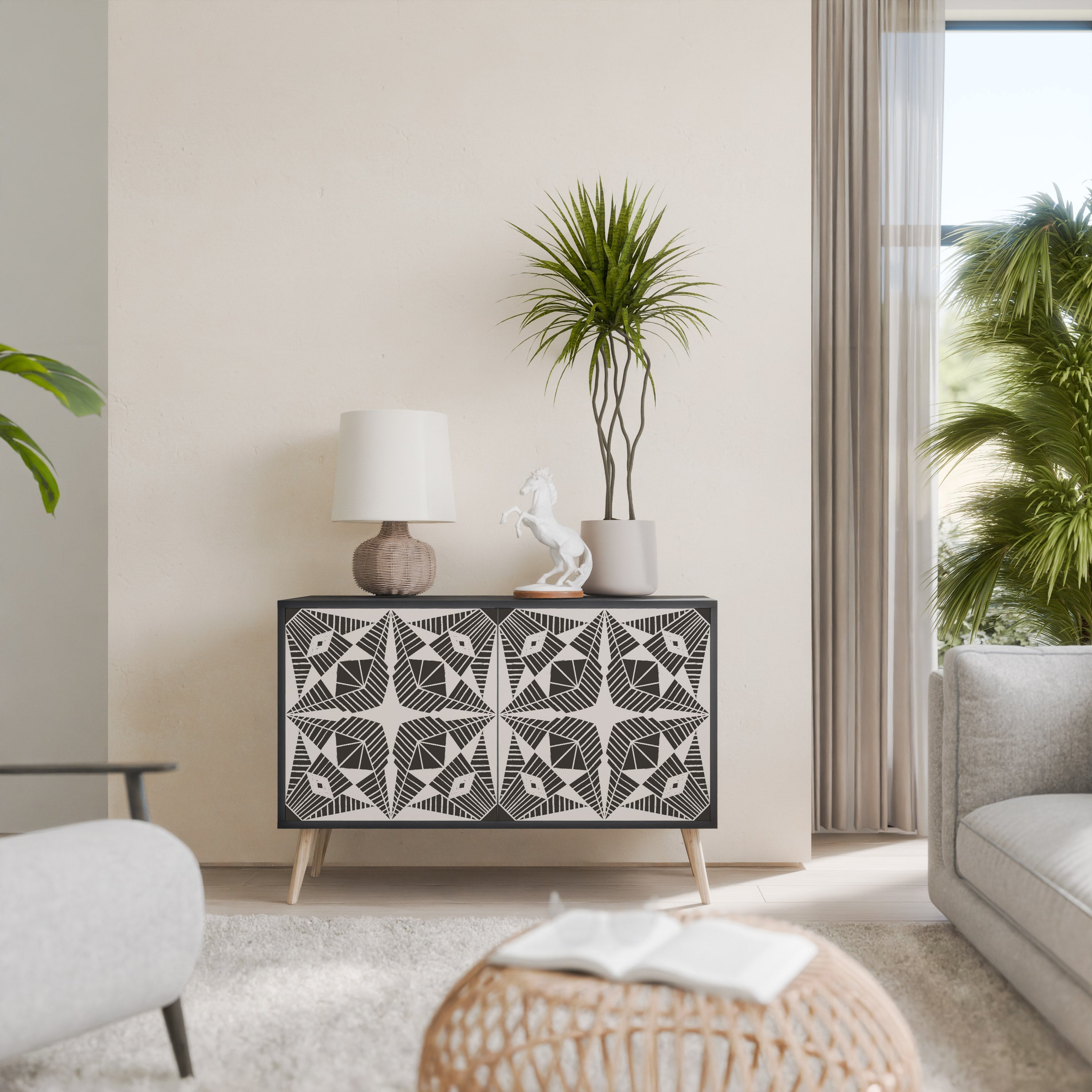 MONOCHROME NEXUS Sideboard mit 2 Türen in Schwarz