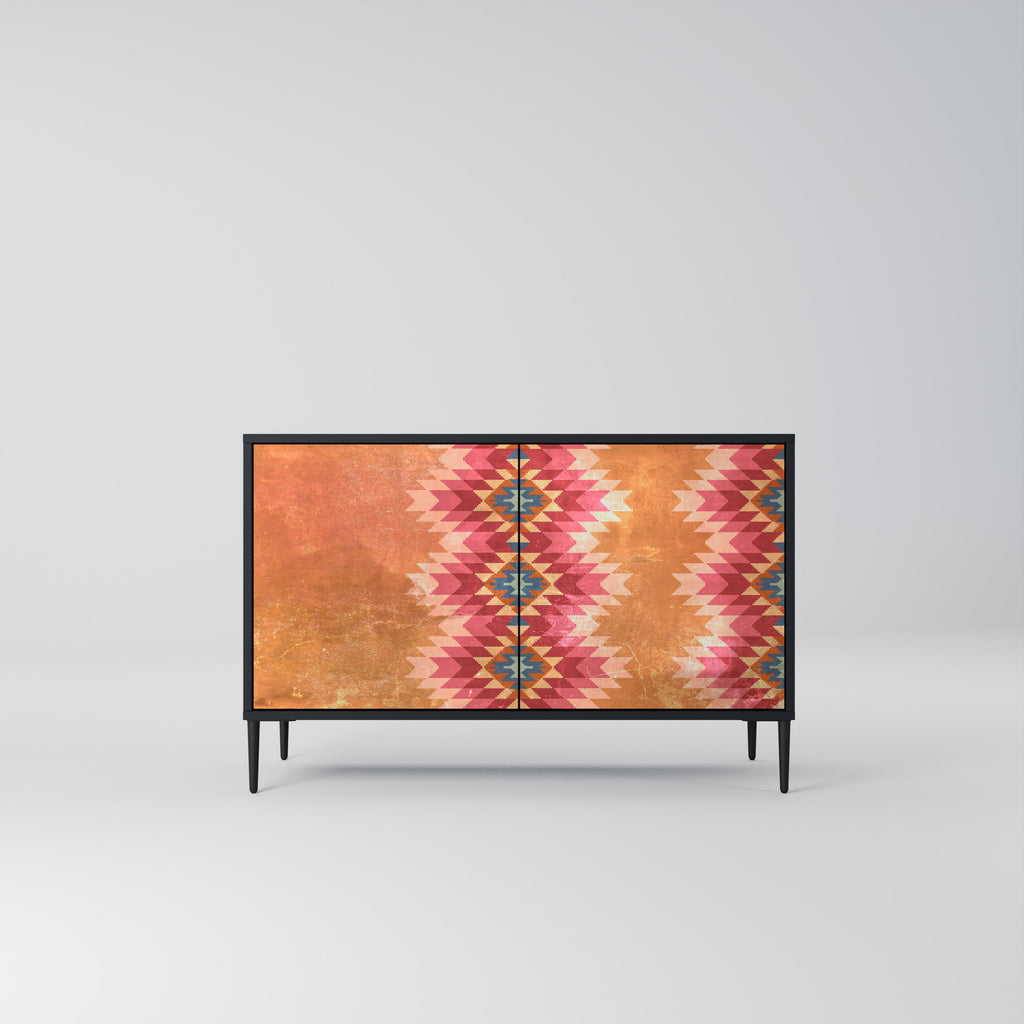 INDIAN FOLK Sideboard mit 2 Türen in Schwarz