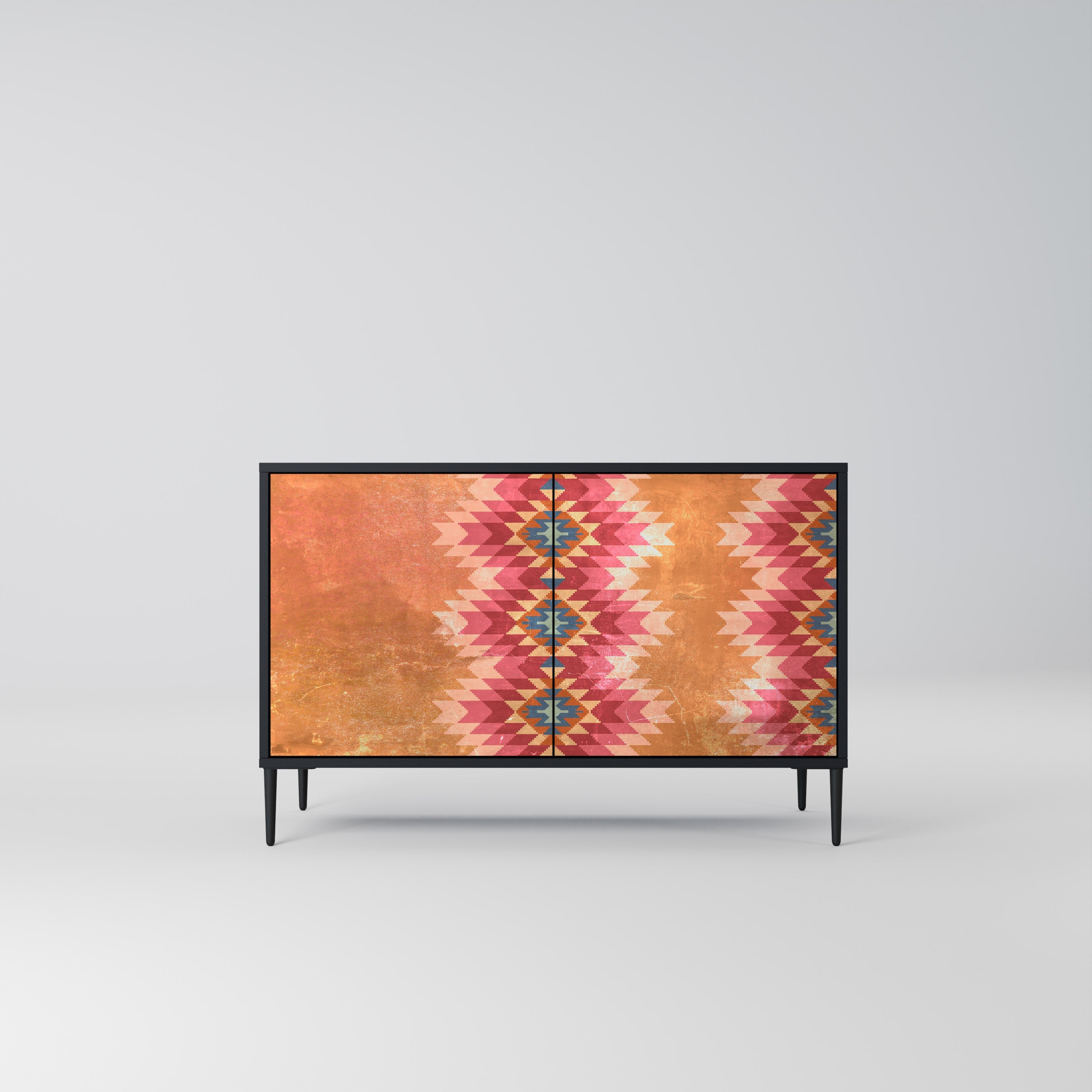 INDIAN FOLK Sideboard mit 2 Türen in Schwarz