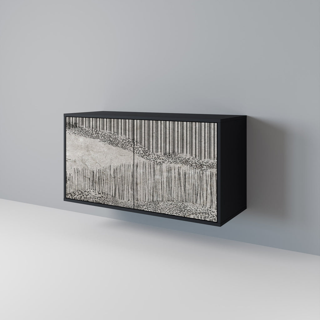 GRAIN LINES Sideboard mit 2 Türen in Schwarz