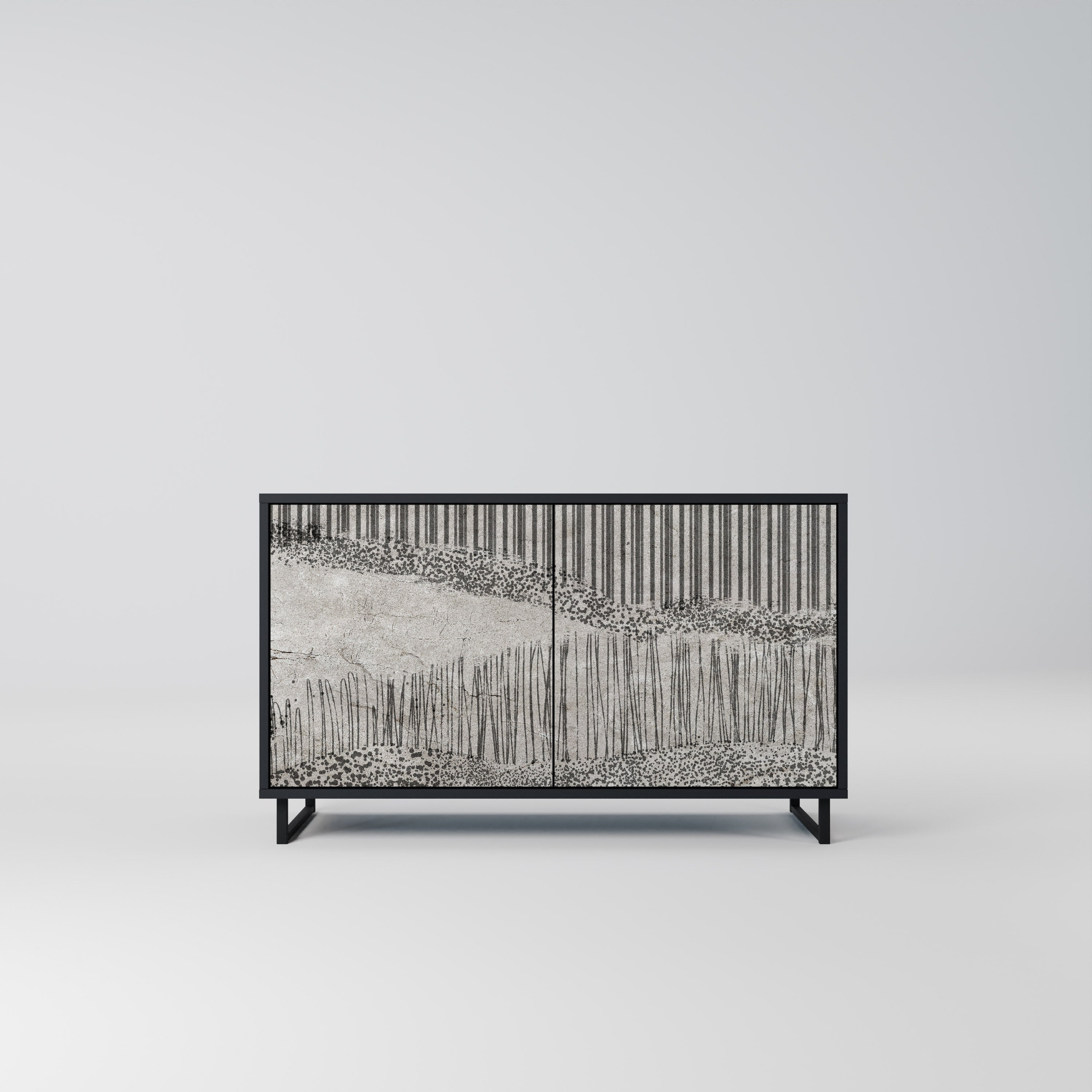 GRAIN LINES Sideboard mit 2 Türen in Schwarz