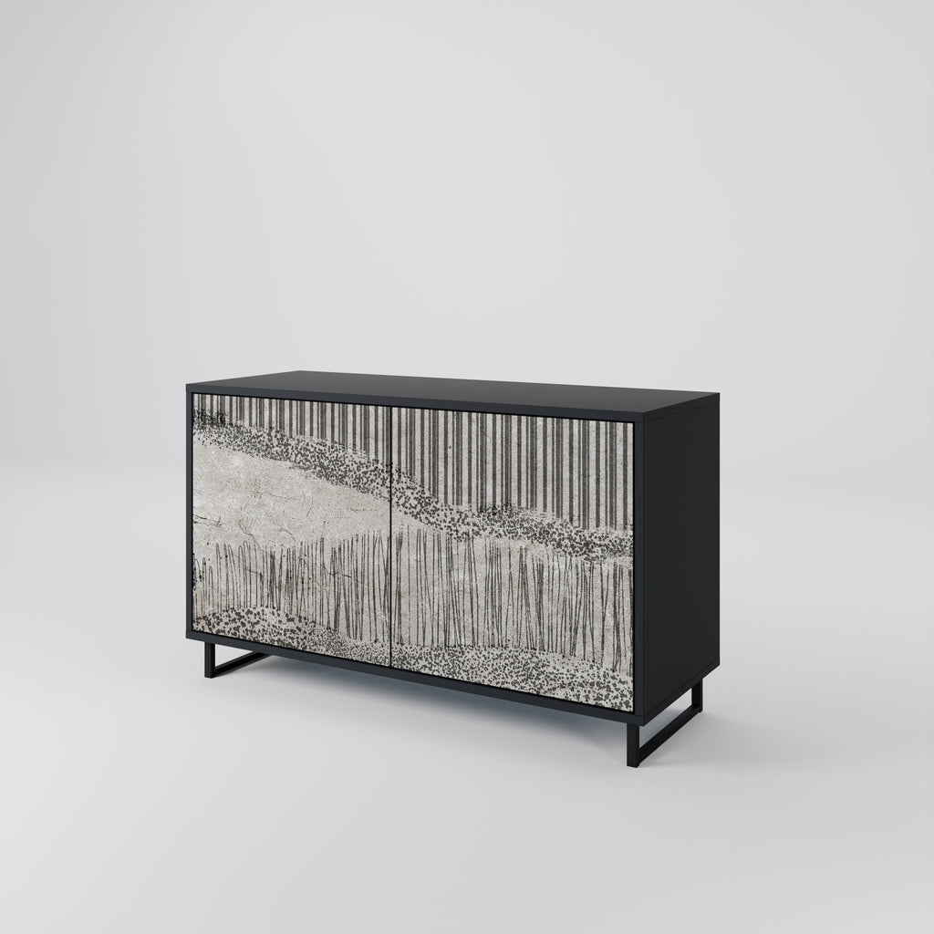 GRAIN LINES Sideboard mit 2 Türen in Schwarz