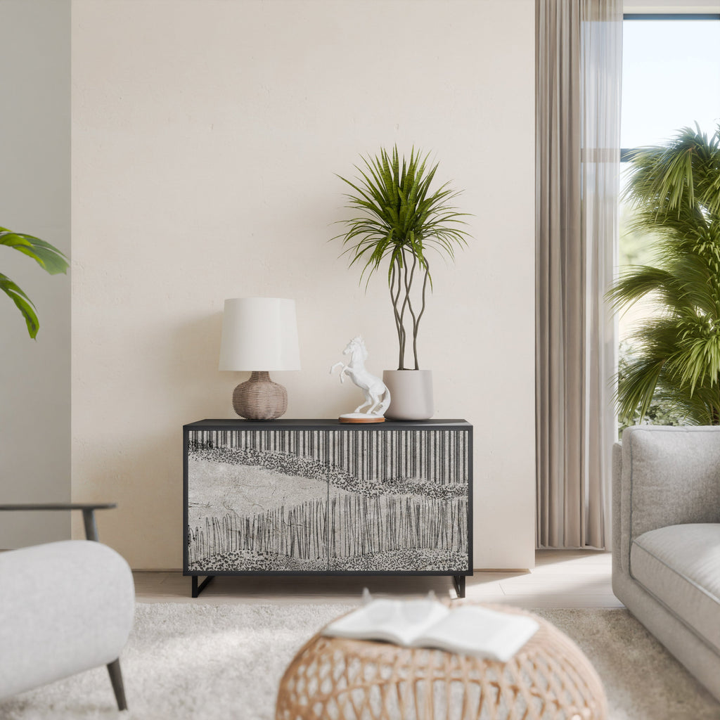 GRAIN LINES Sideboard mit 2 Türen in Schwarz