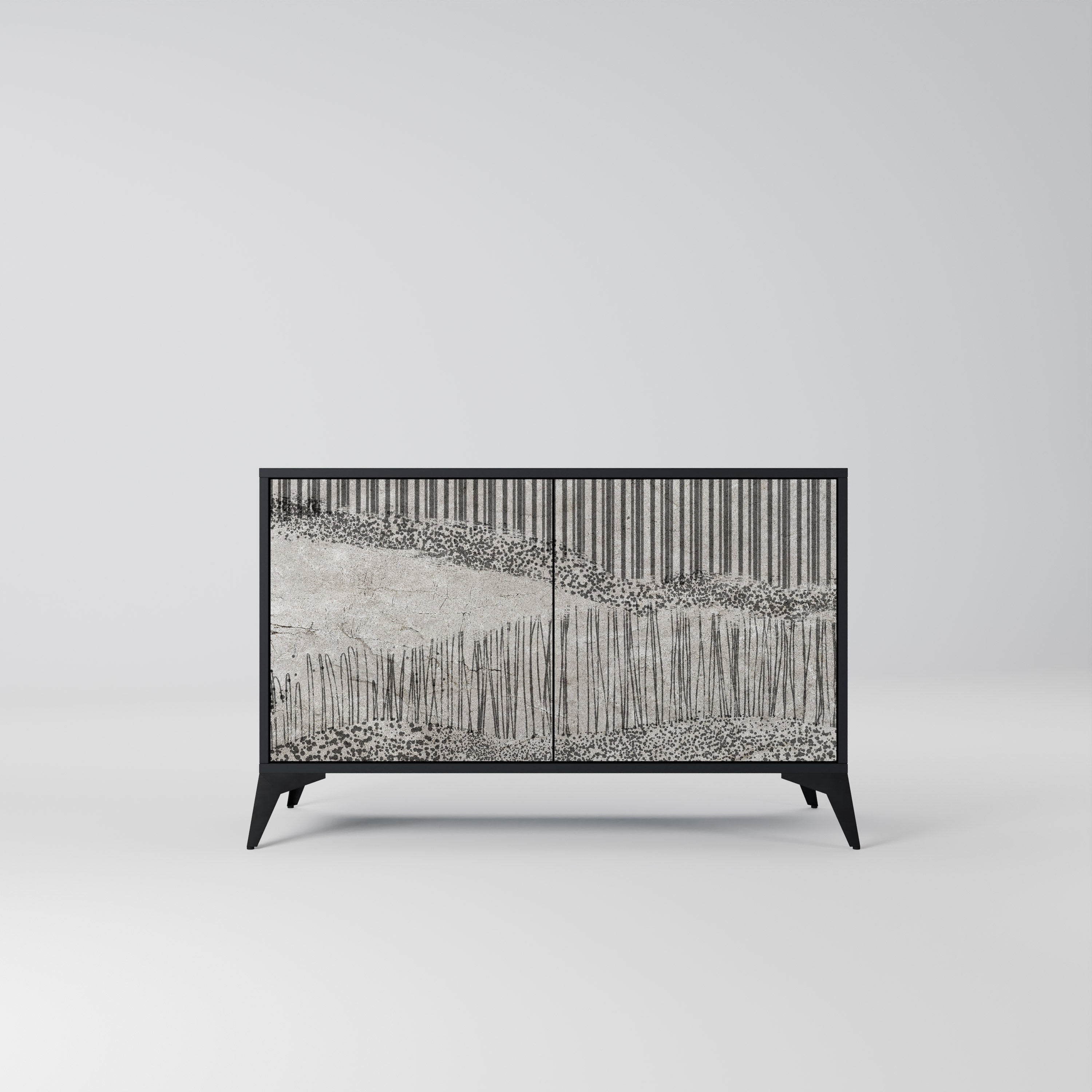 GRAIN LINES Sideboard mit 2 Türen in Schwarz