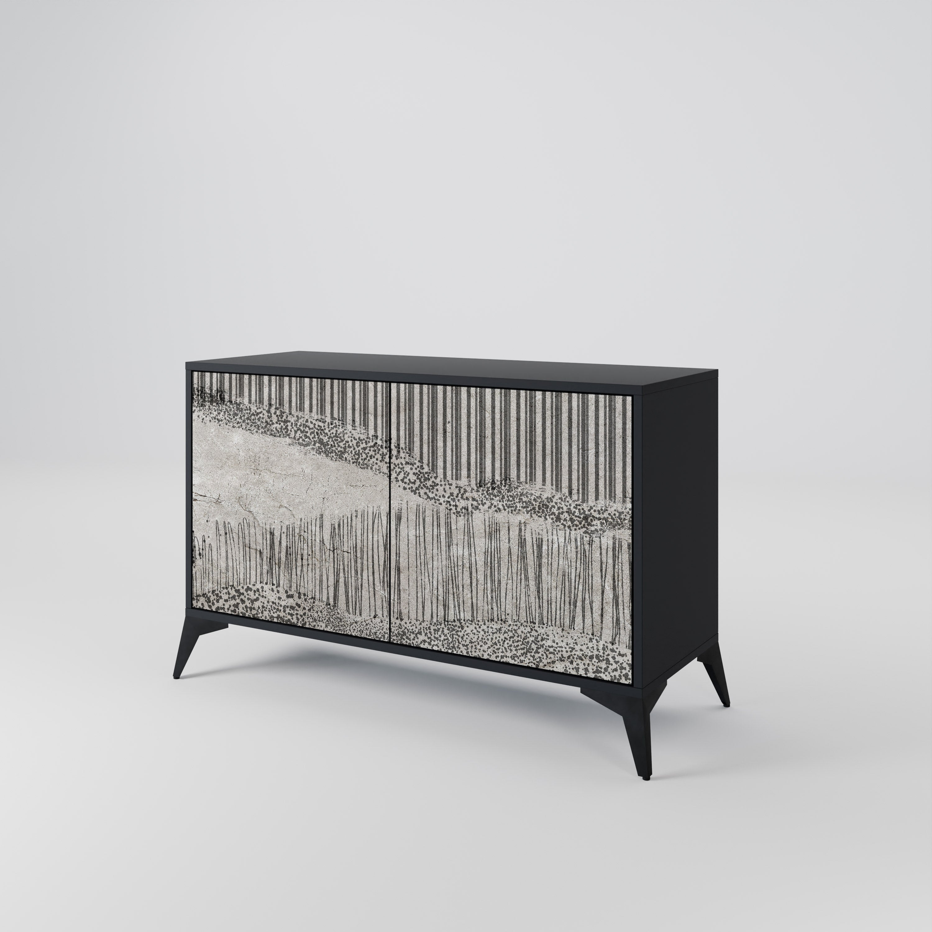 GRAIN LINES Sideboard mit 2 Türen in Schwarz