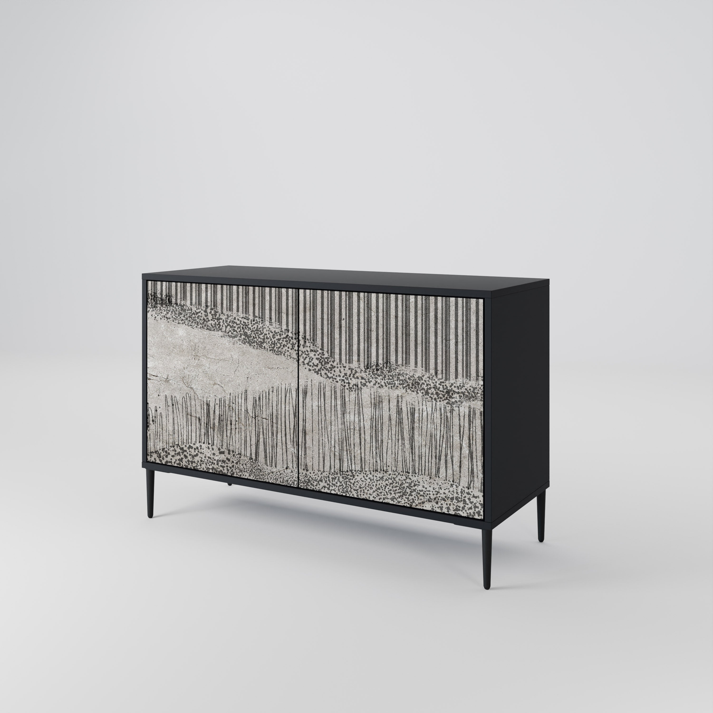 GRAIN LINES Sideboard mit 2 Türen in Schwarz