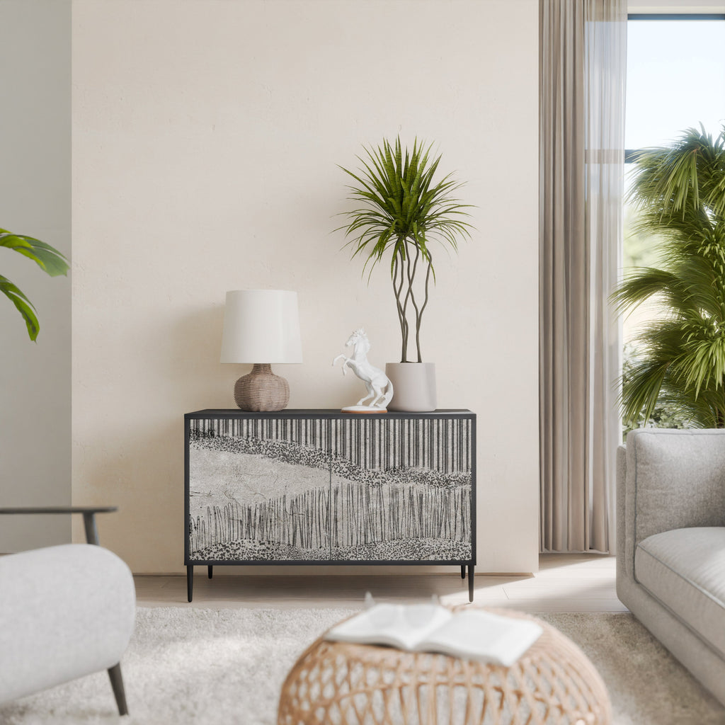 GRAIN LINES Sideboard mit 2 Türen in Schwarz