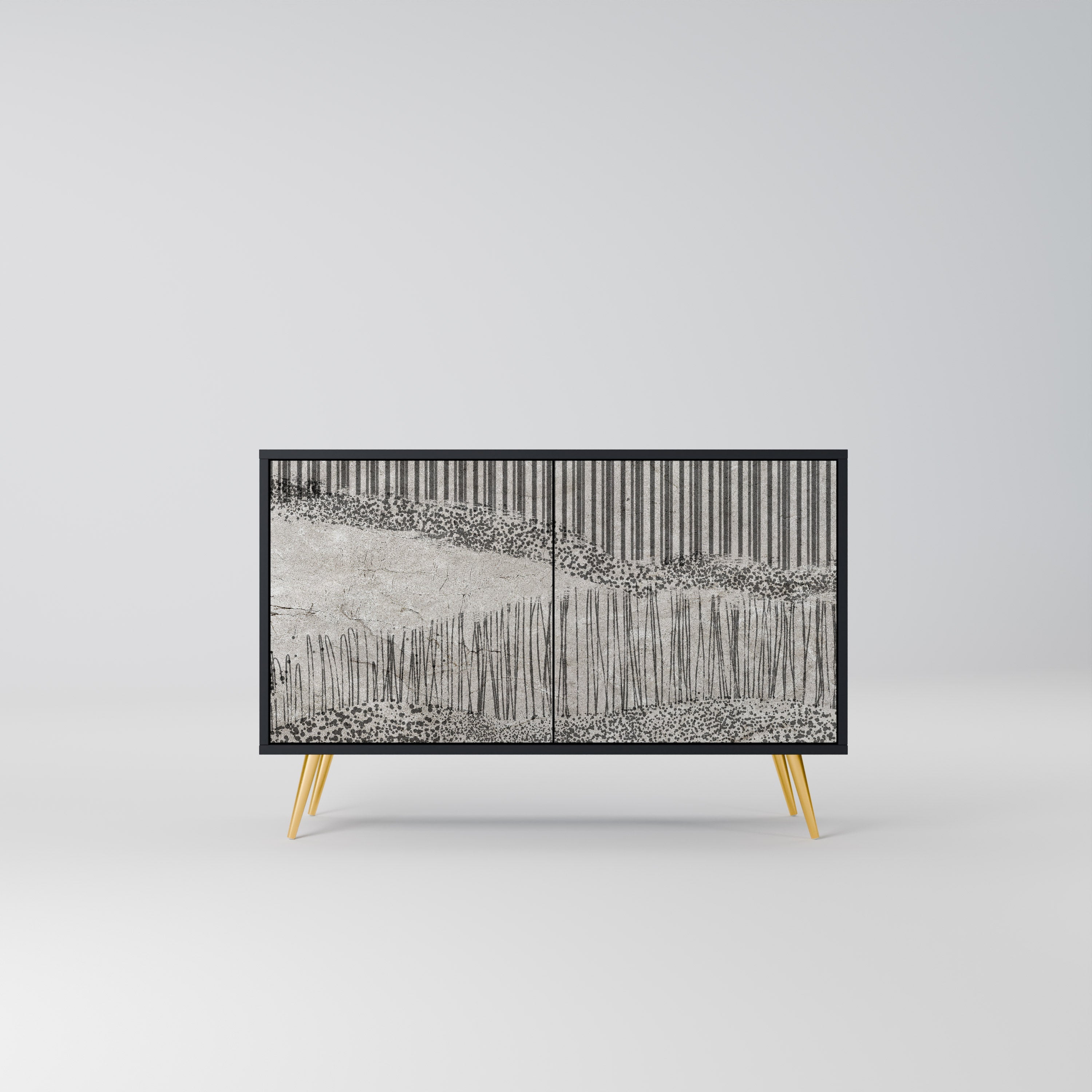 GRAIN LINES Sideboard mit 2 Türen in Schwarz
