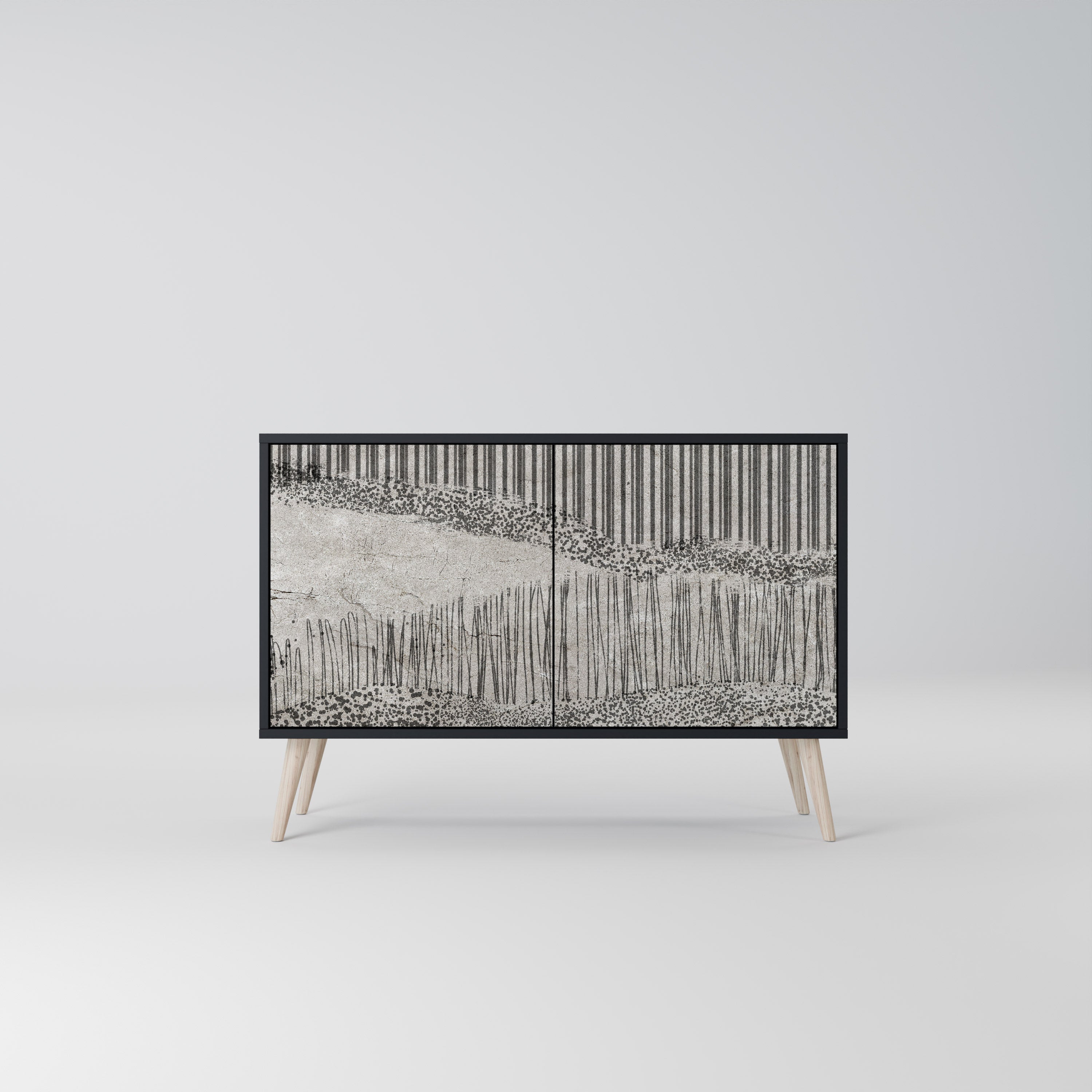 GRAIN LINES Sideboard mit 2 Türen in Schwarz