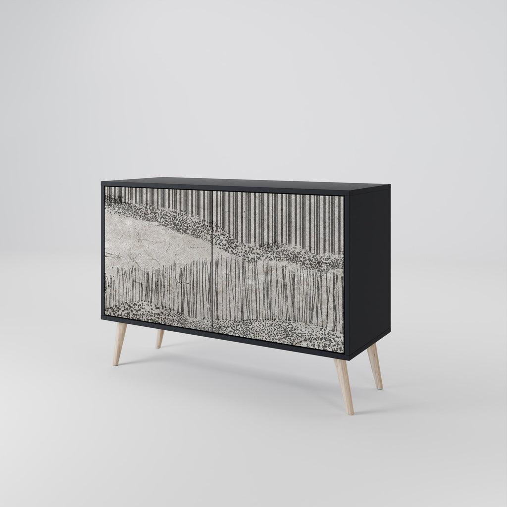GRAIN LINES Sideboard mit 2 Türen in Schwarz