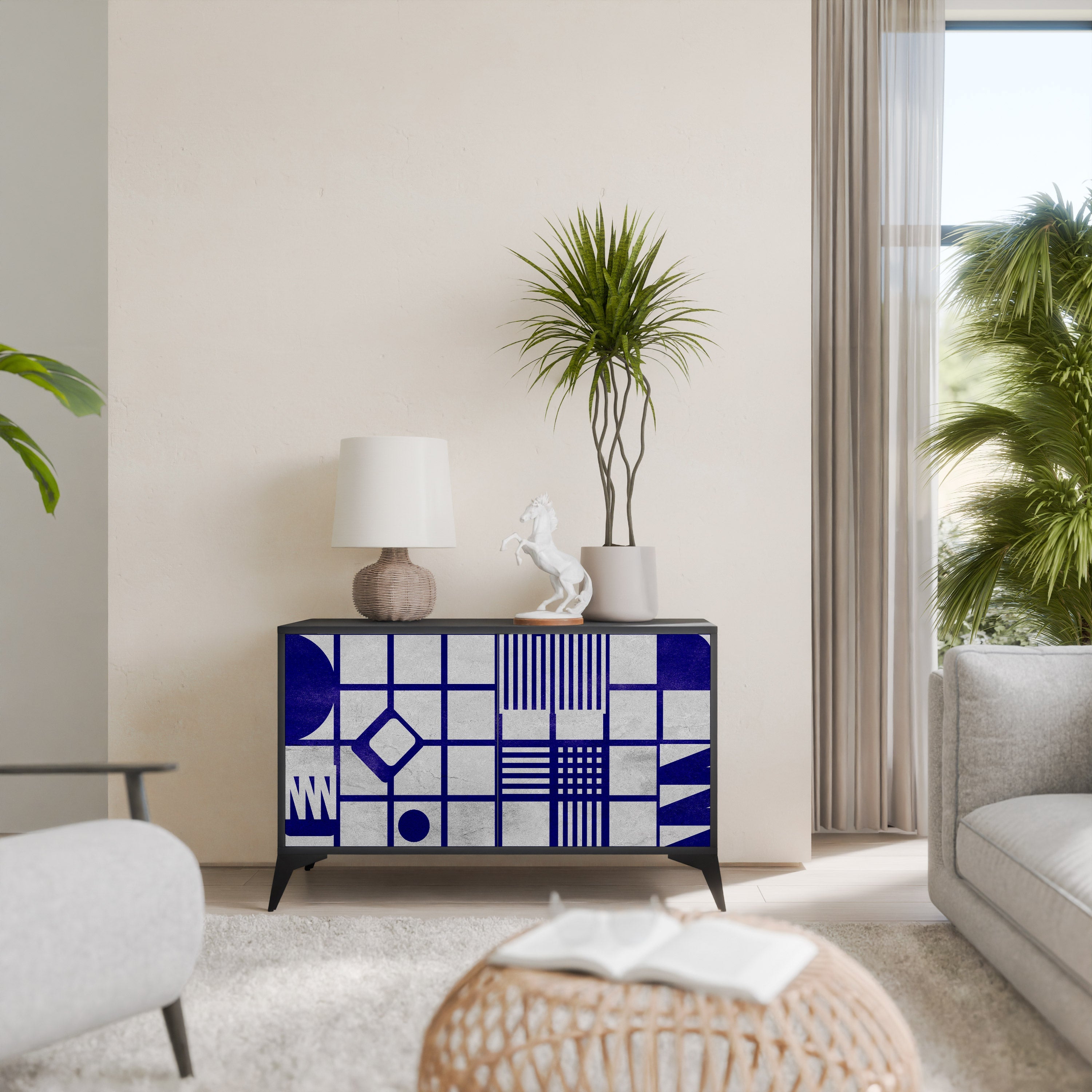 THE RIGHT PLACES Sideboard mit 2 Türen in Schwarz