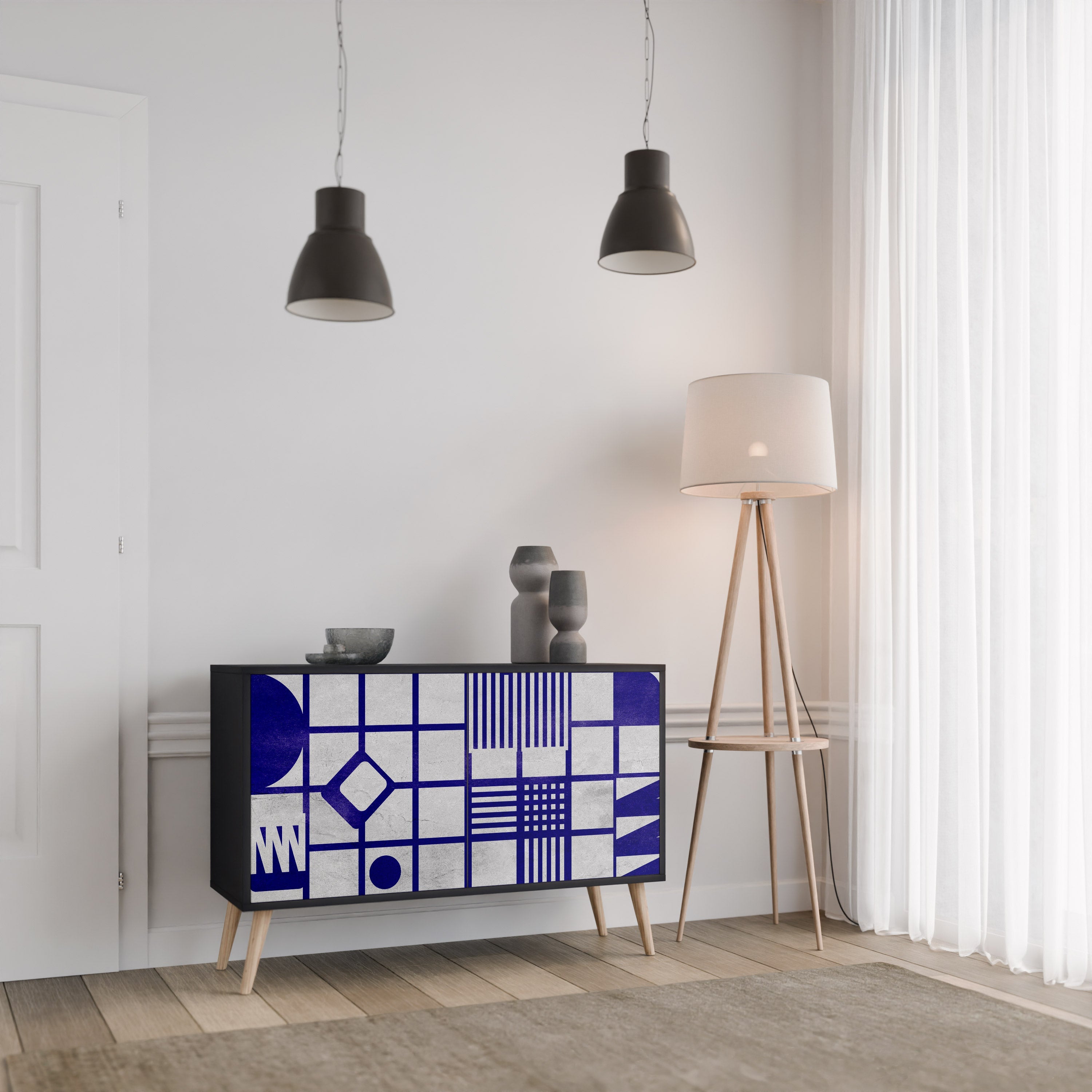 THE RIGHT PLACES Sideboard mit 2 Türen in Schwarz