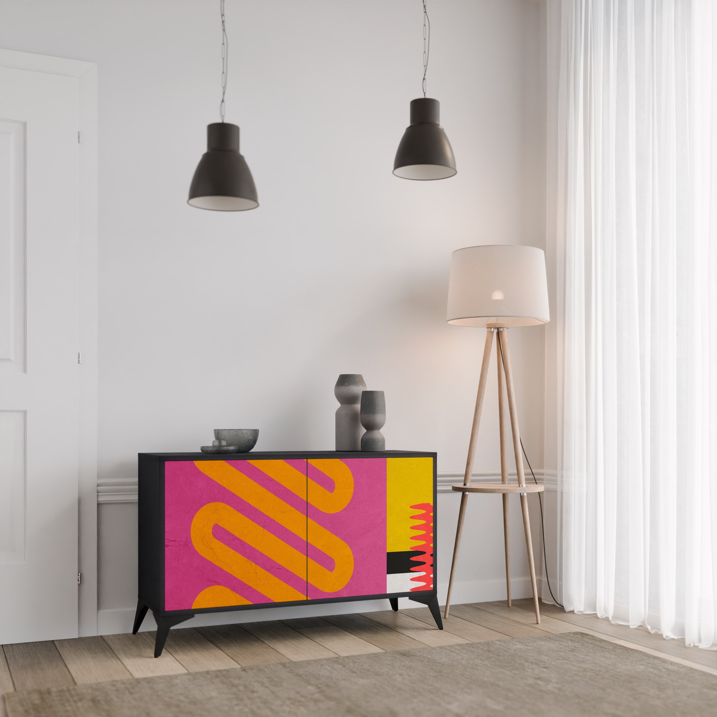 VIVID ART Sideboard mit 2 Türen in Schwarz