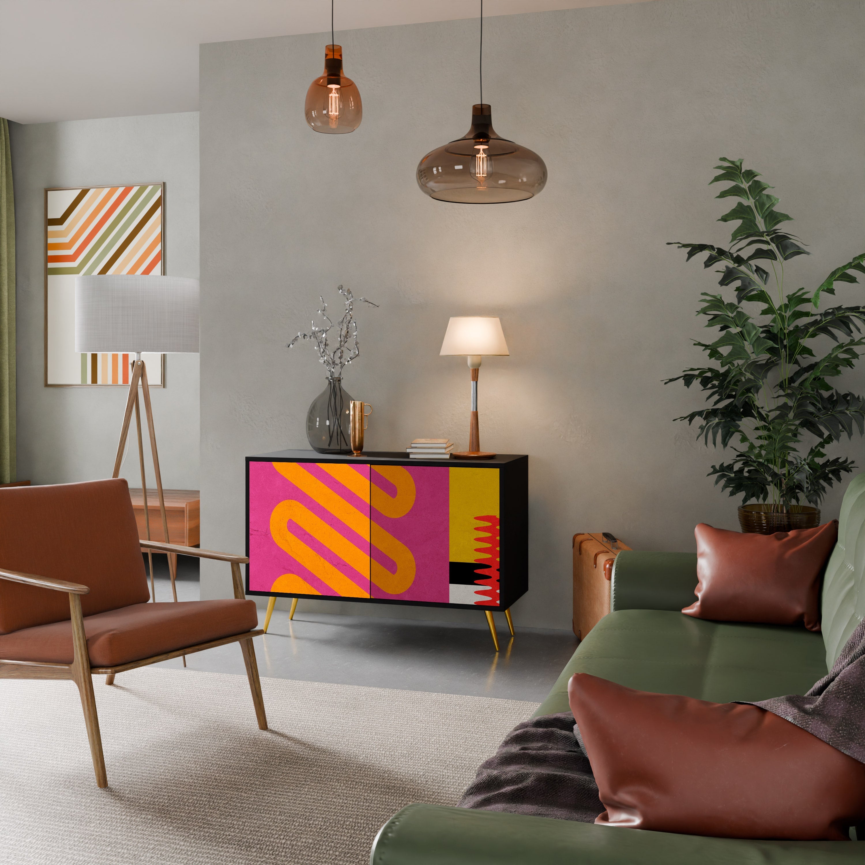 VIVID ART Sideboard mit 2 Türen in Schwarz