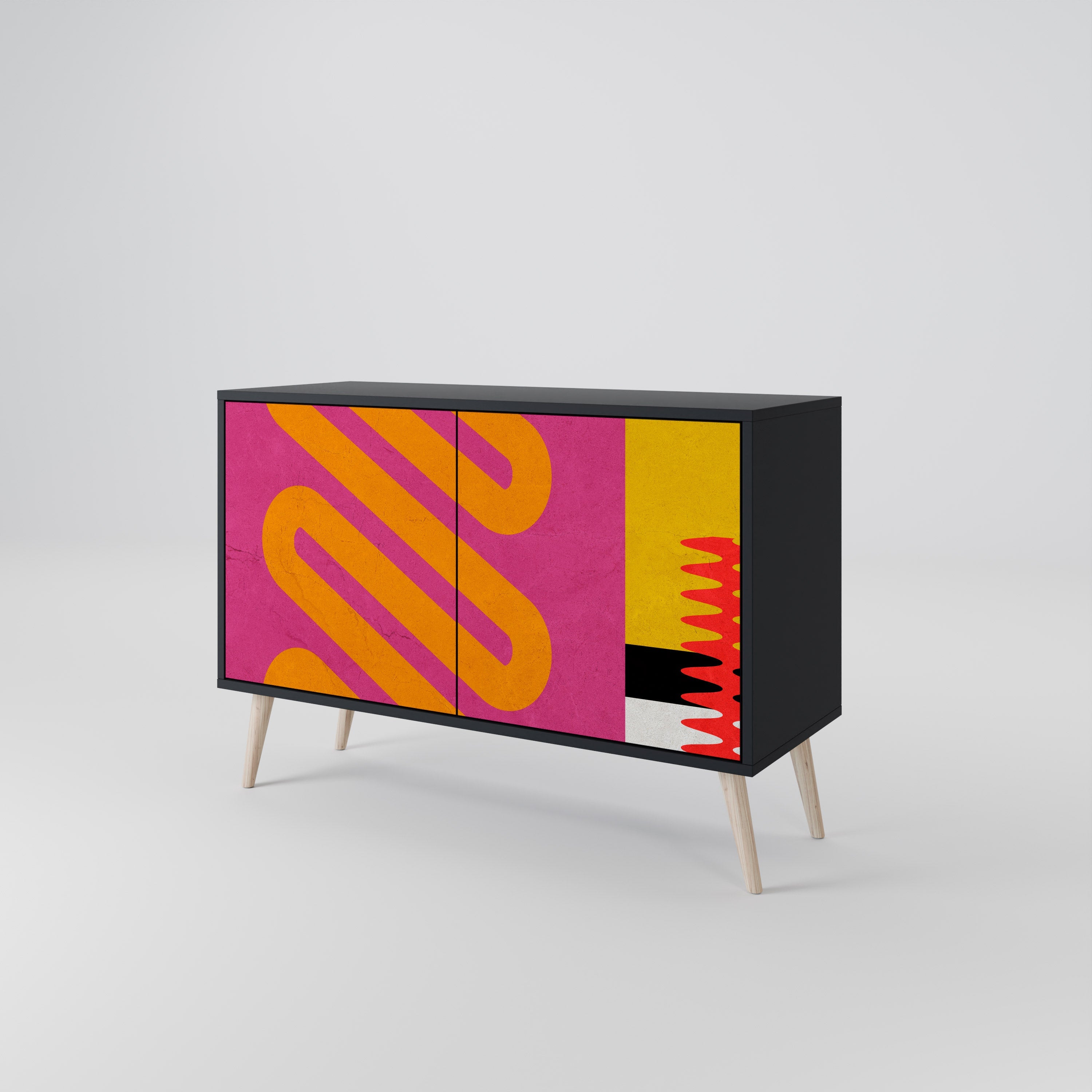 VIVID ART Sideboard mit 2 Türen in Schwarz