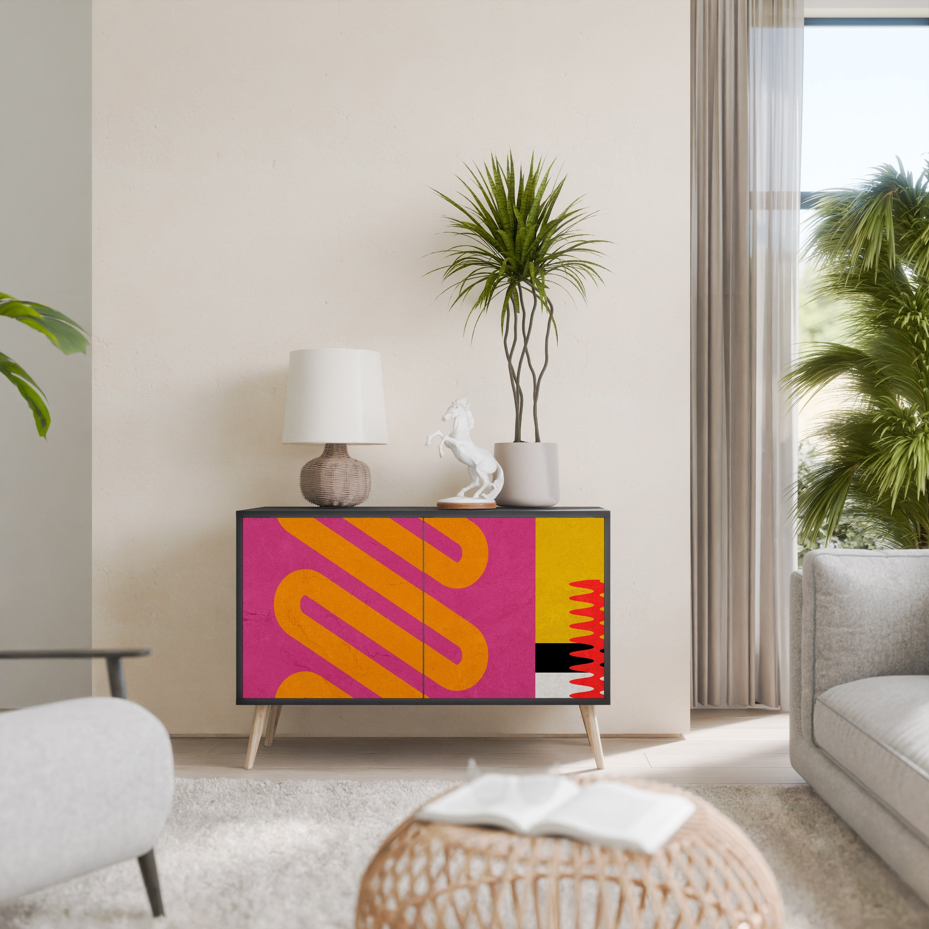 VIVID ART Sideboard mit 2 Türen in Schwarz