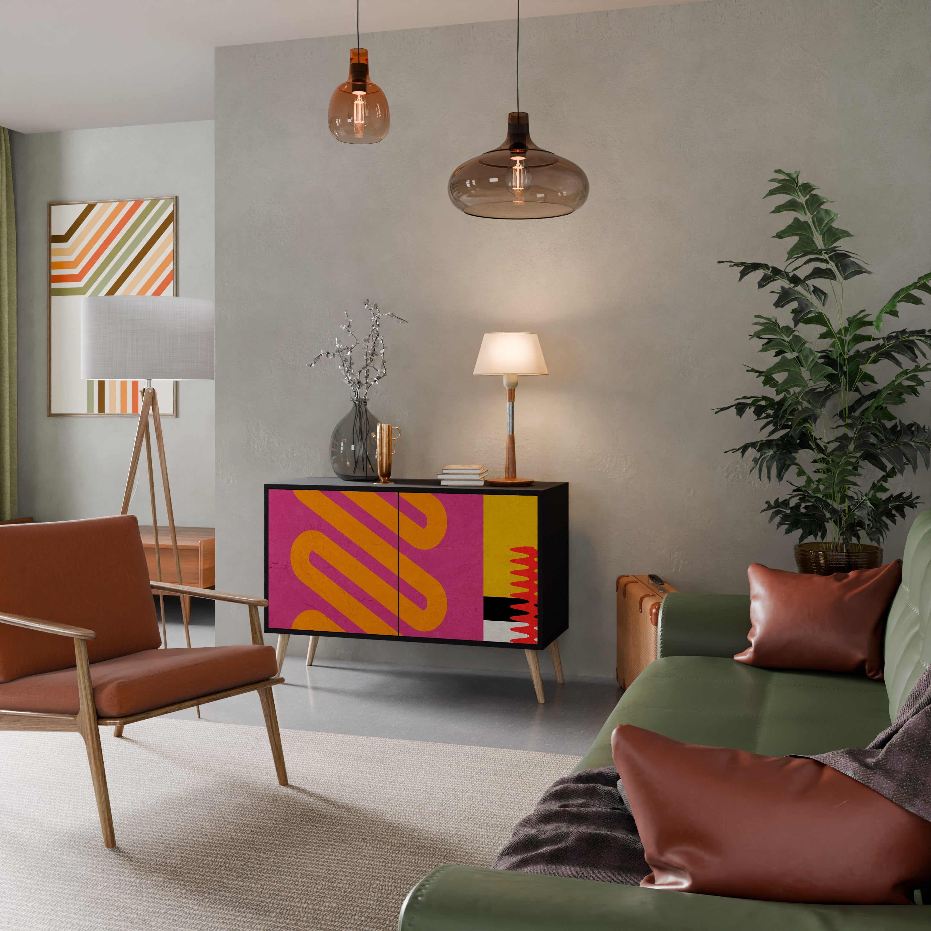 VIVID ART Sideboard mit 2 Türen in Schwarz