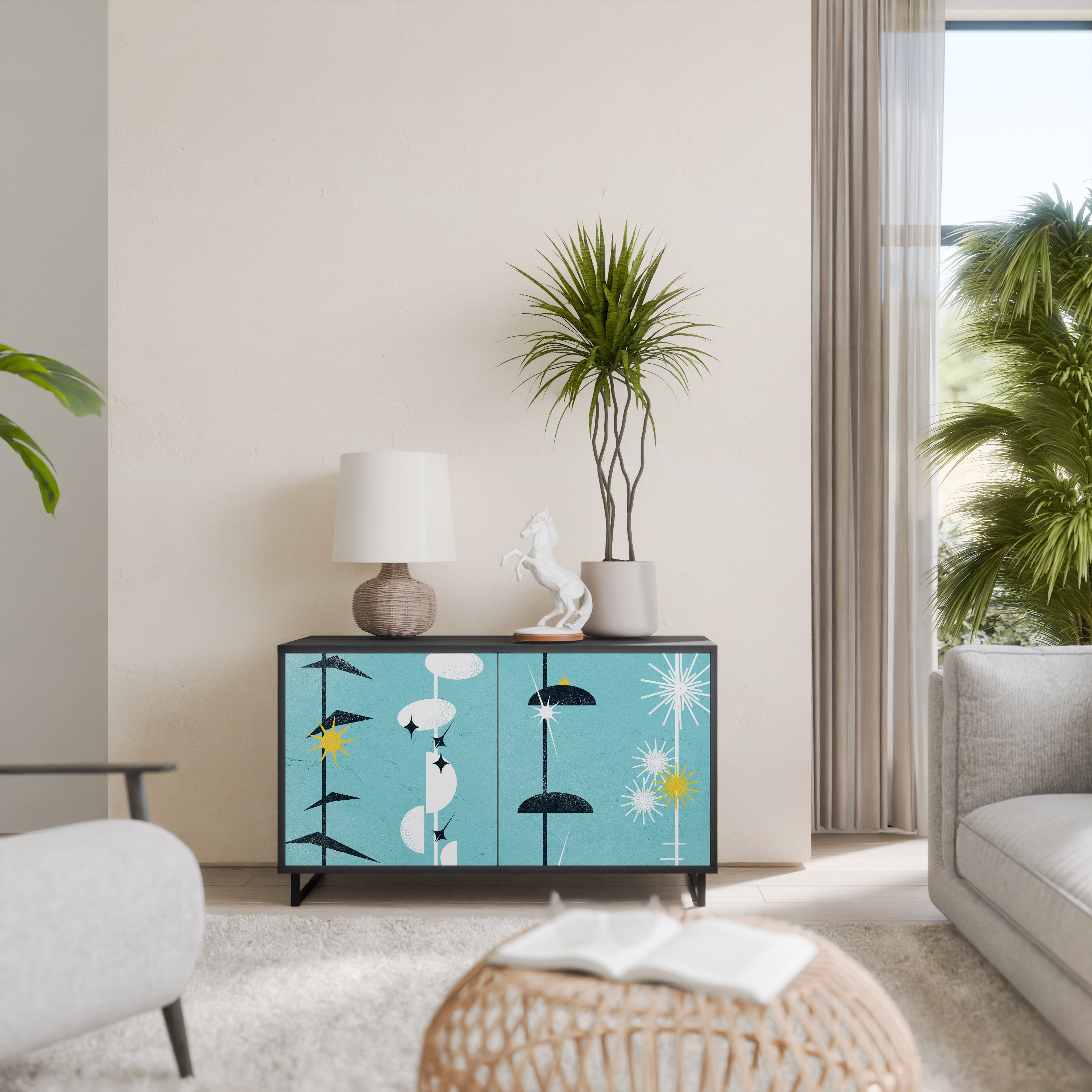 PATHS TO HAPPINESS Sideboard mit 2 Türen in Schwarz