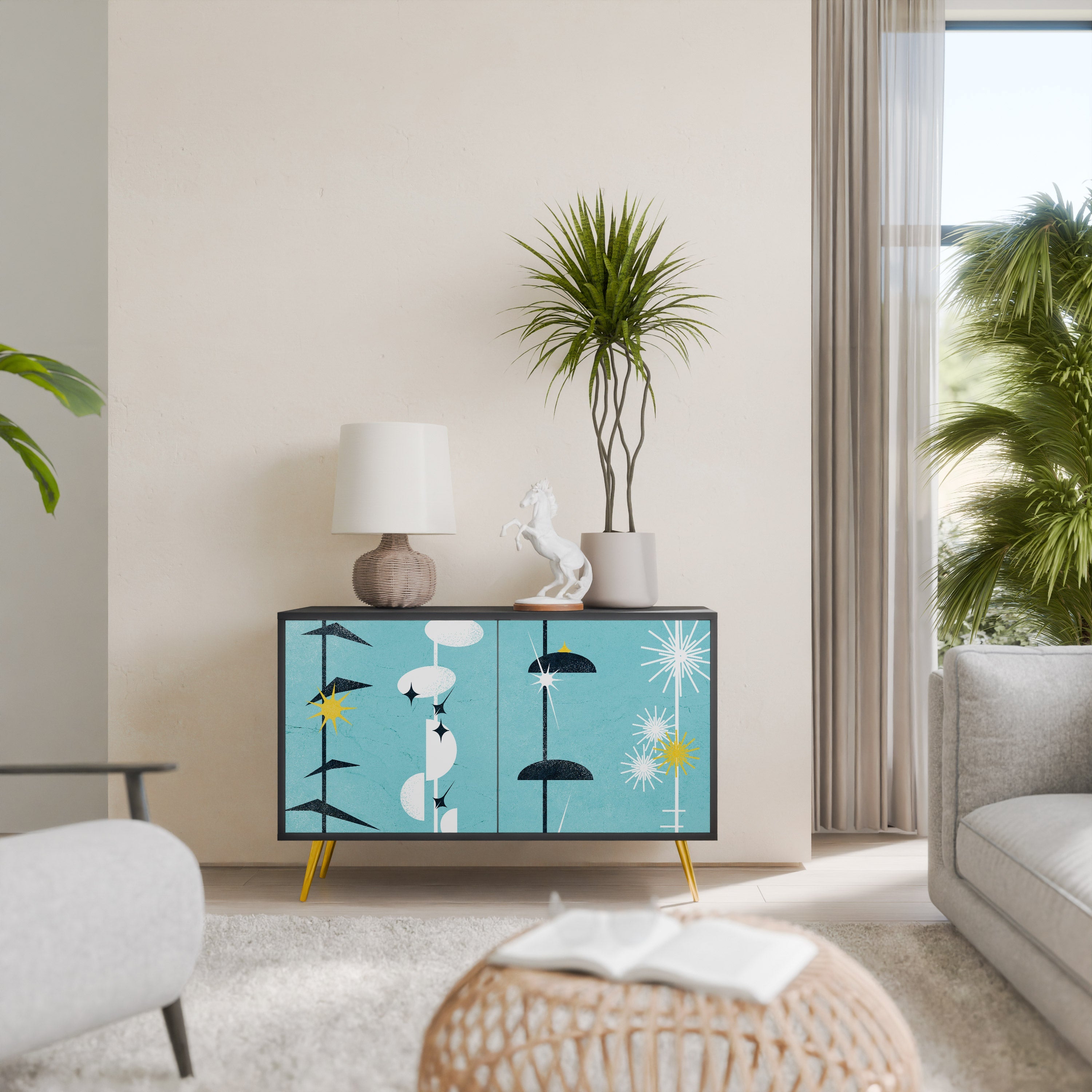 PATHS TO HAPPINESS Sideboard mit 2 Türen in Schwarz