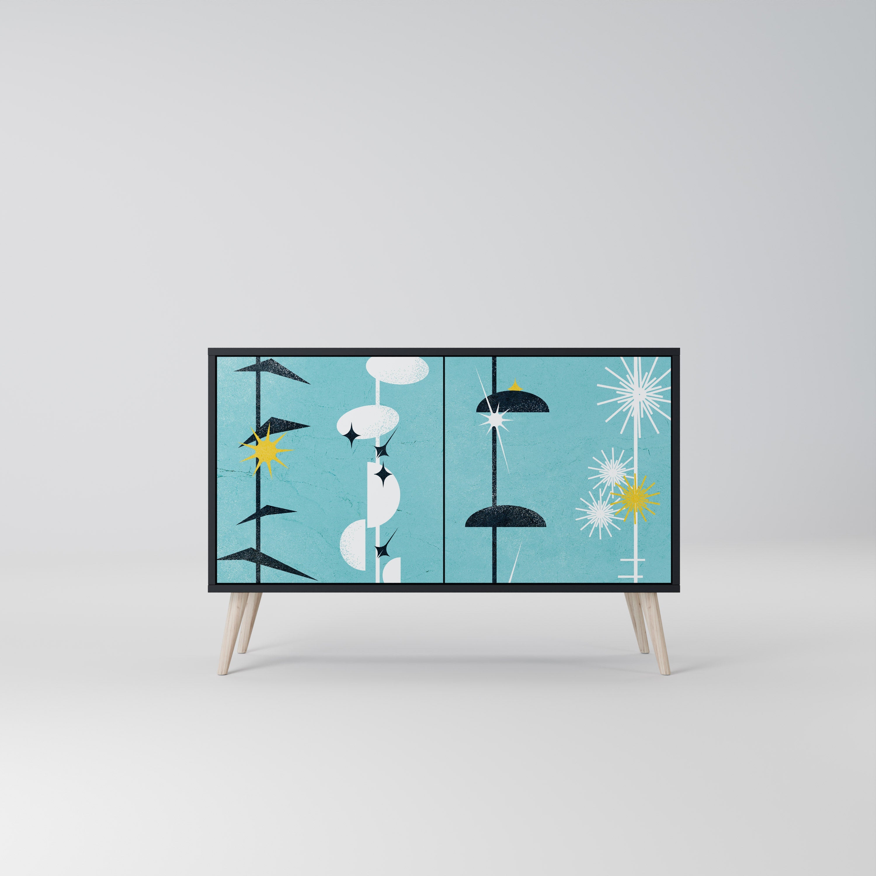 PATHS TO HAPPINESS Sideboard mit 2 Türen in Schwarz