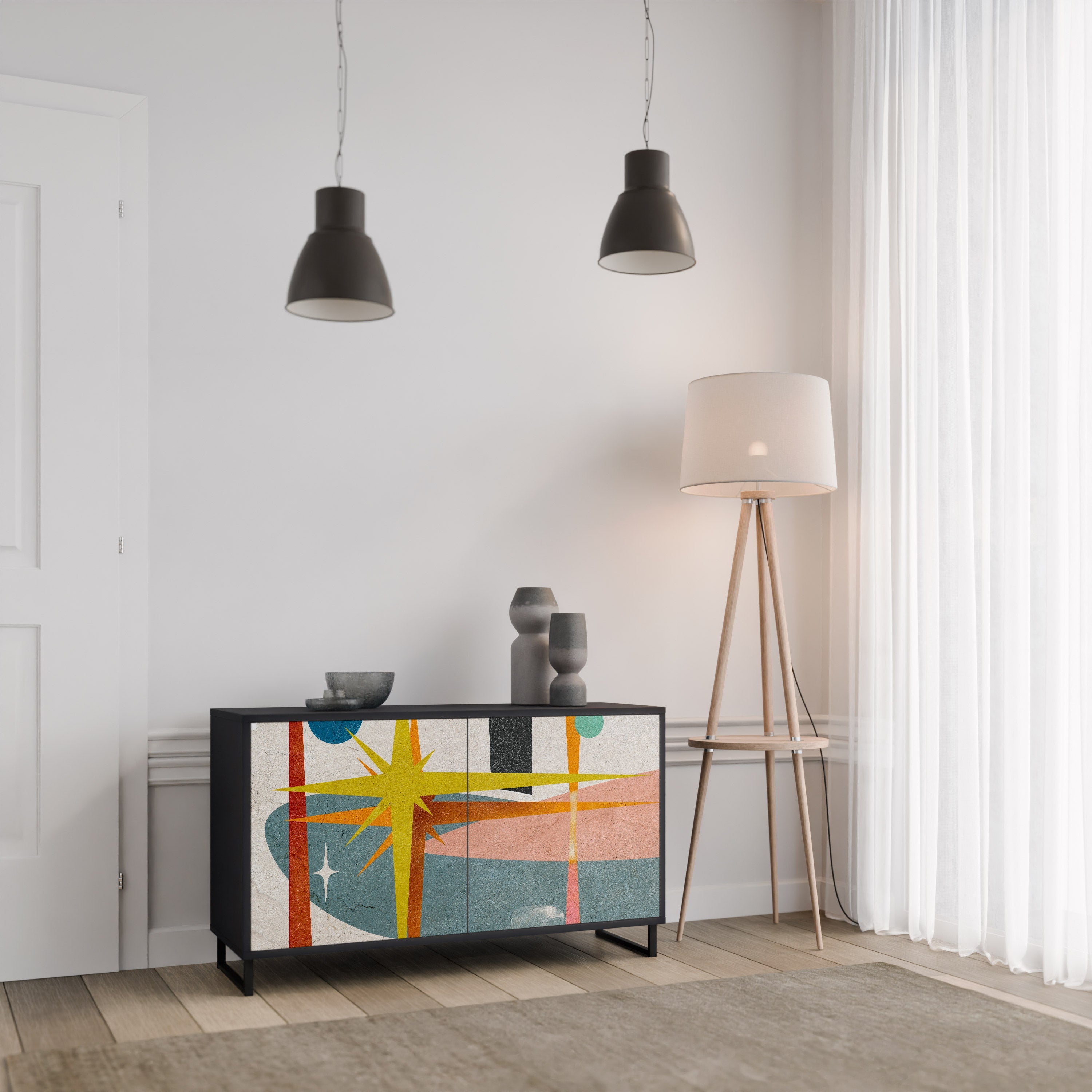 INTERSTELLAR VIBES Sideboard mit 2 Türen in Schwarz