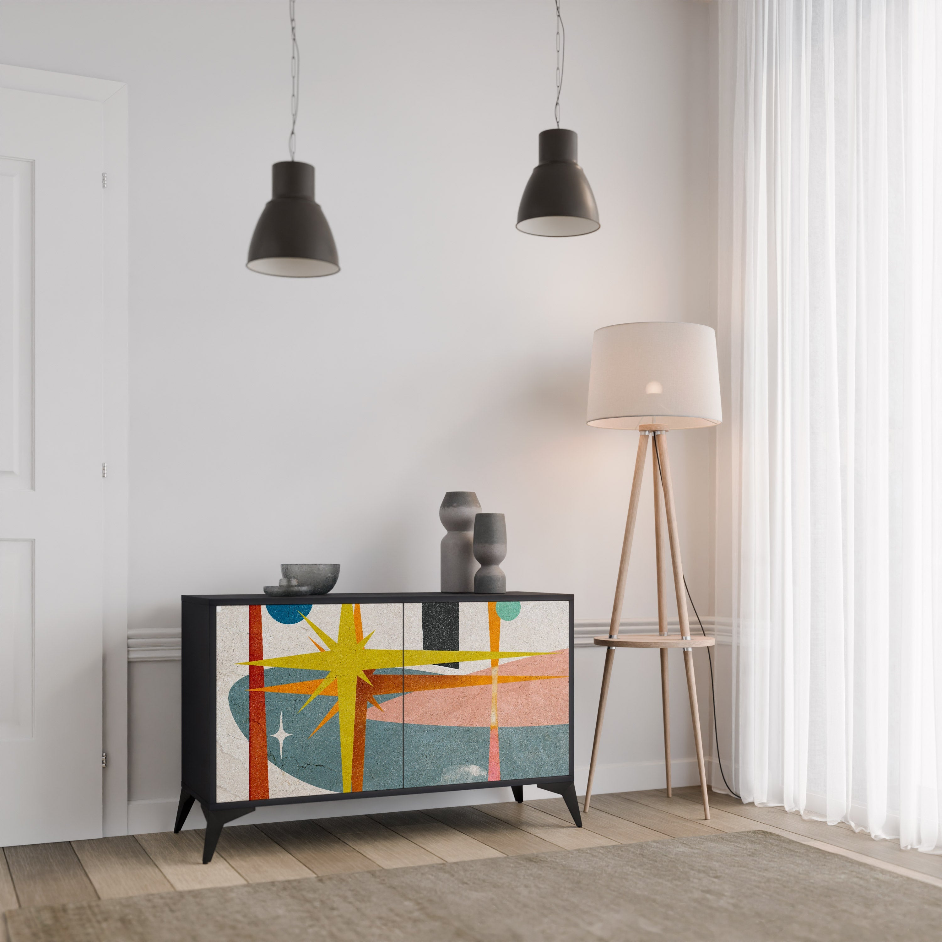 INTERSTELLAR VIBES Sideboard mit 2 Türen in Schwarz