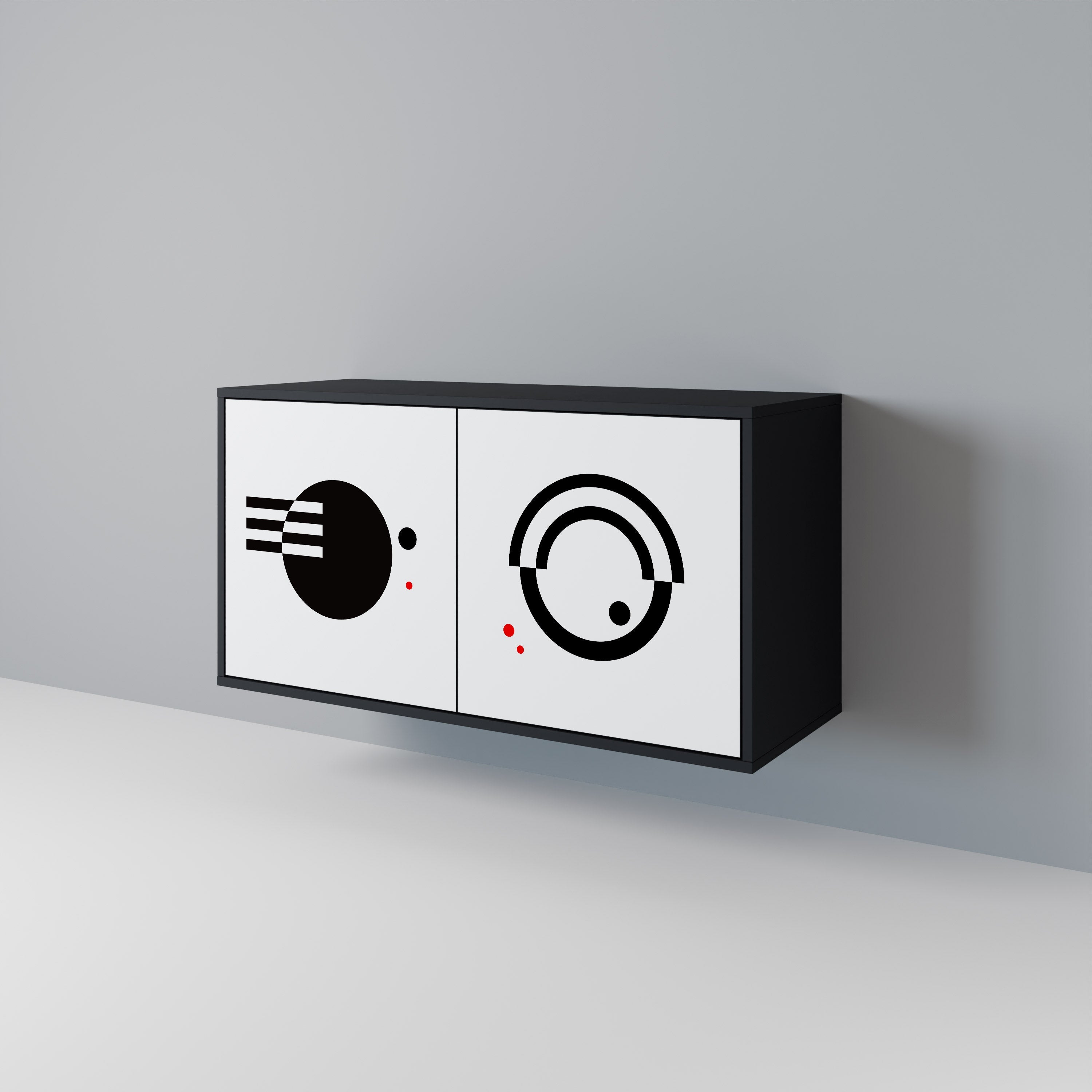 BLACK AND WHITE COMBINATION Sideboard mit 2 Türen in Schwarz