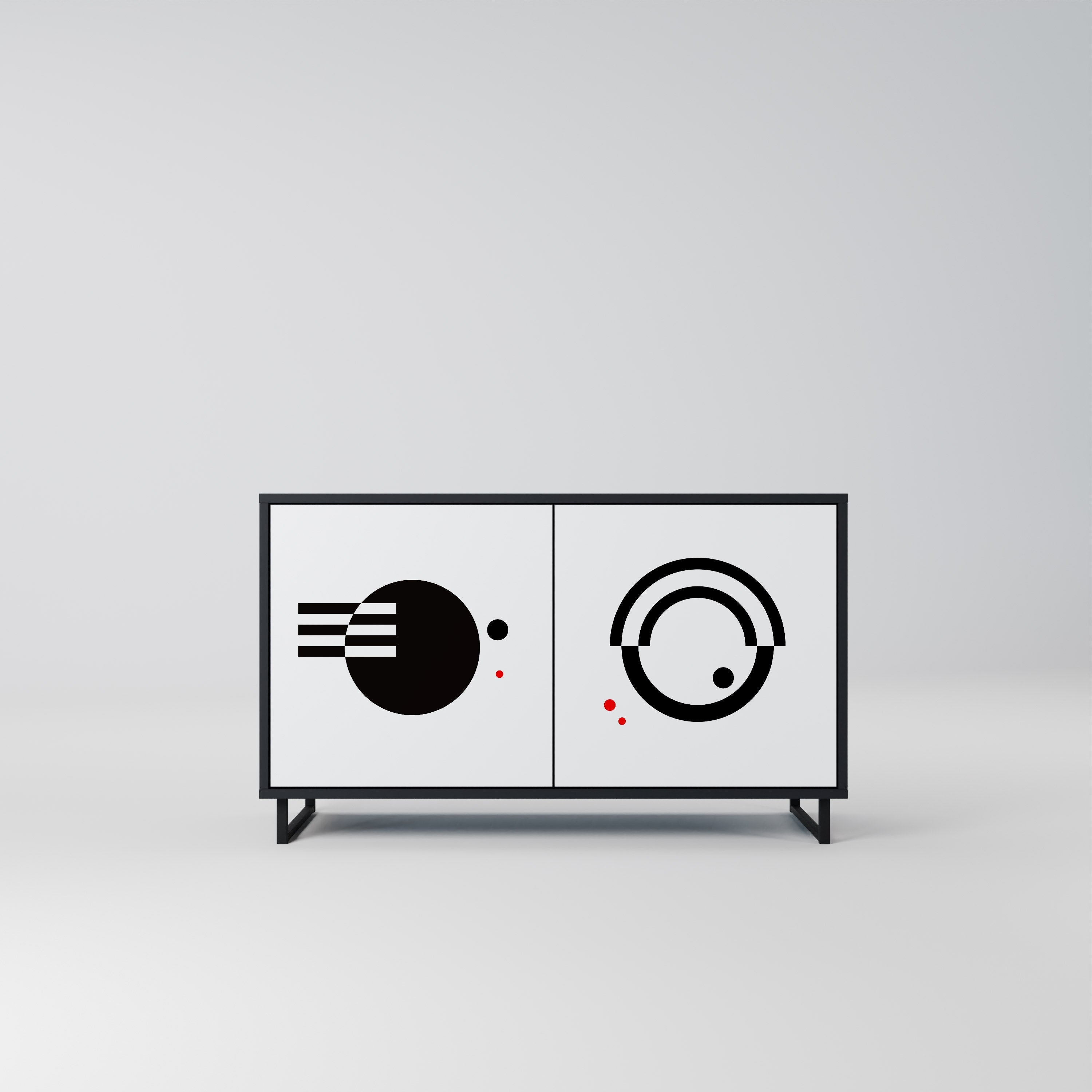 BLACK AND WHITE COMBINATION Sideboard mit 2 Türen in Schwarz