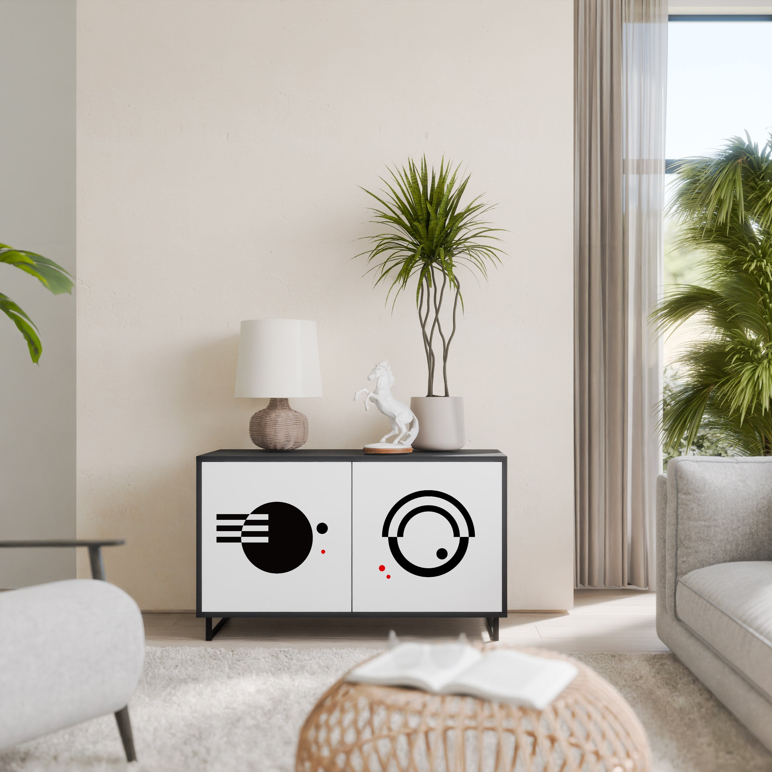 BLACK AND WHITE COMBINATION Sideboard mit 2 Türen in Schwarz