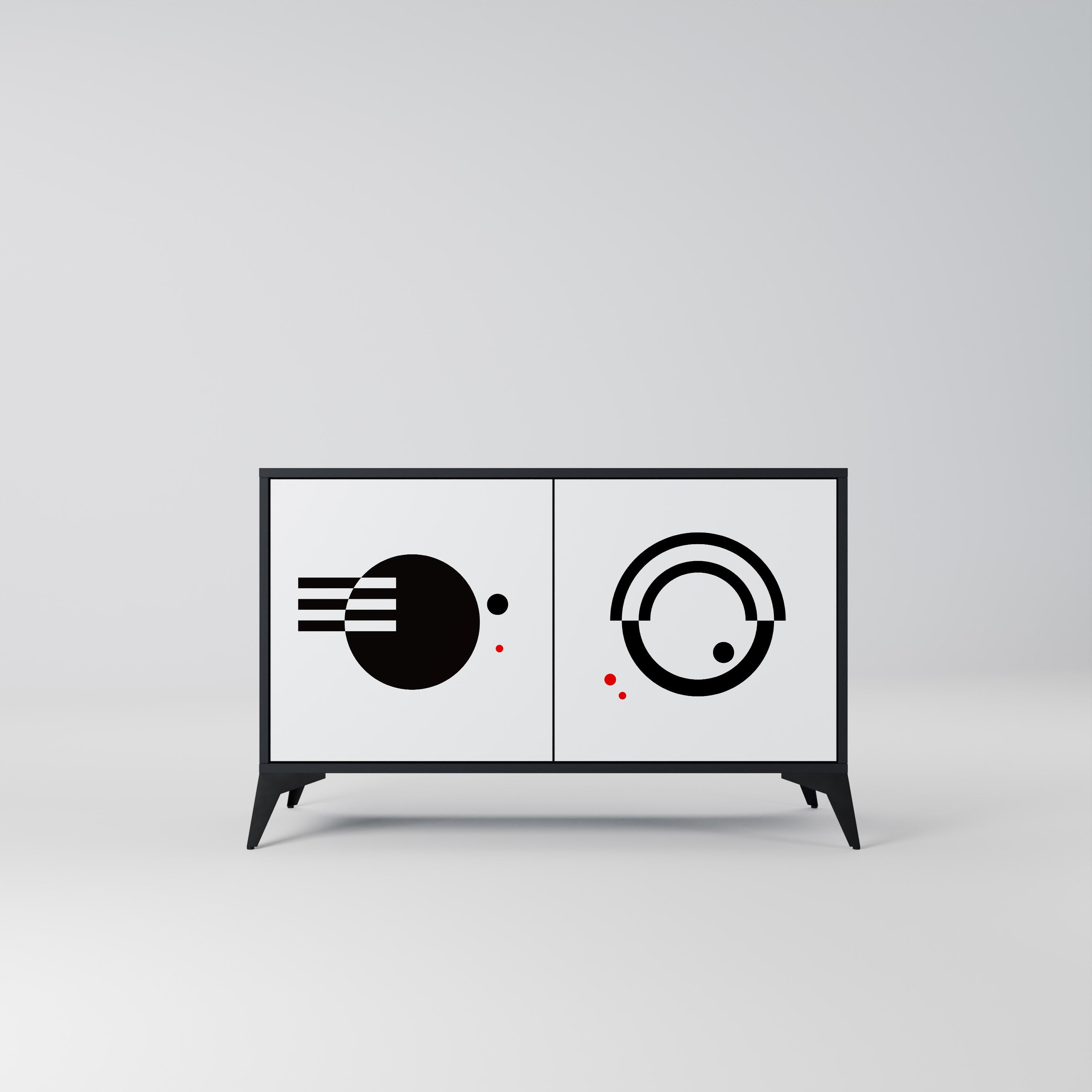 BLACK AND WHITE COMBINATION Sideboard mit 2 Türen in Schwarz