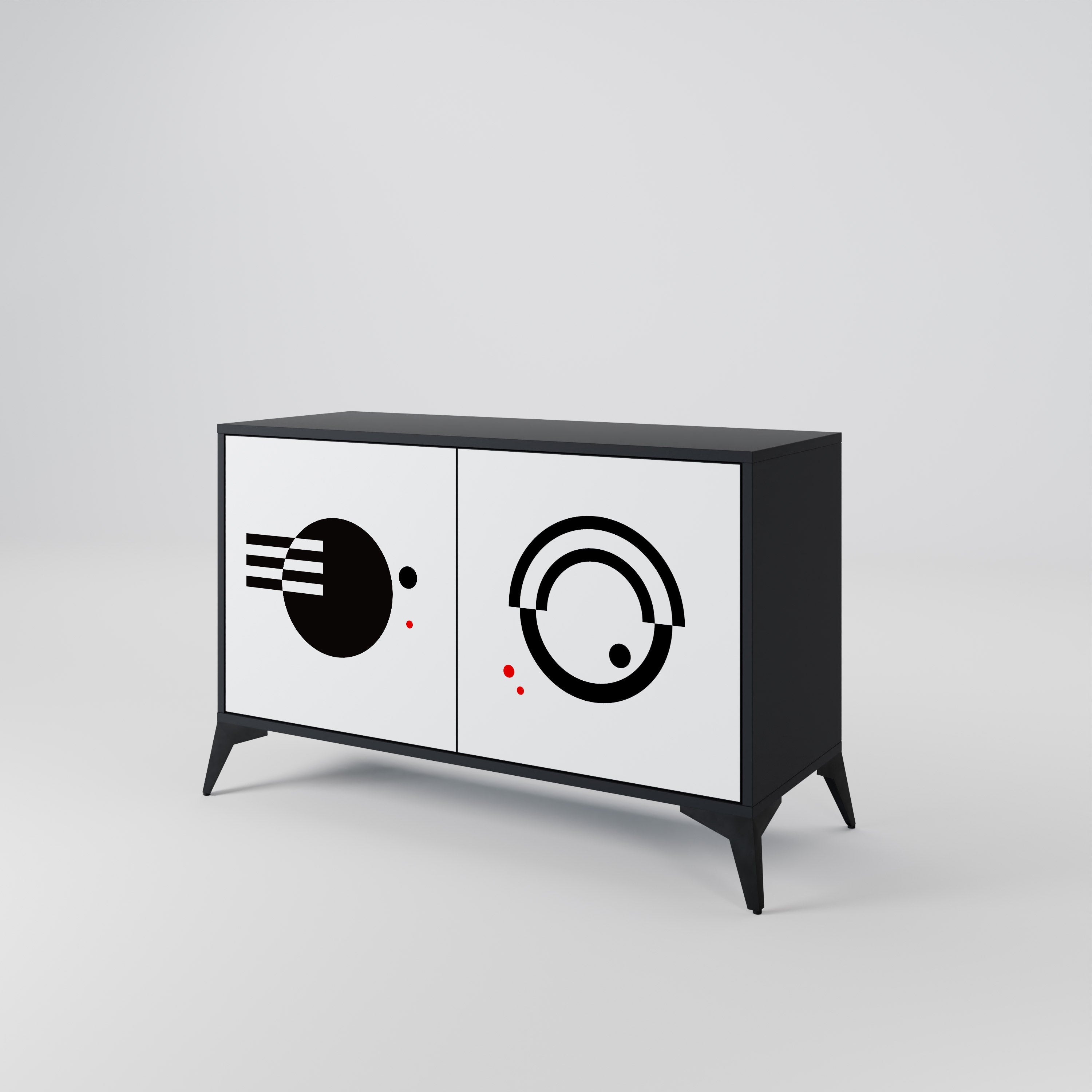 BLACK AND WHITE COMBINATION Sideboard mit 2 Türen in Schwarz