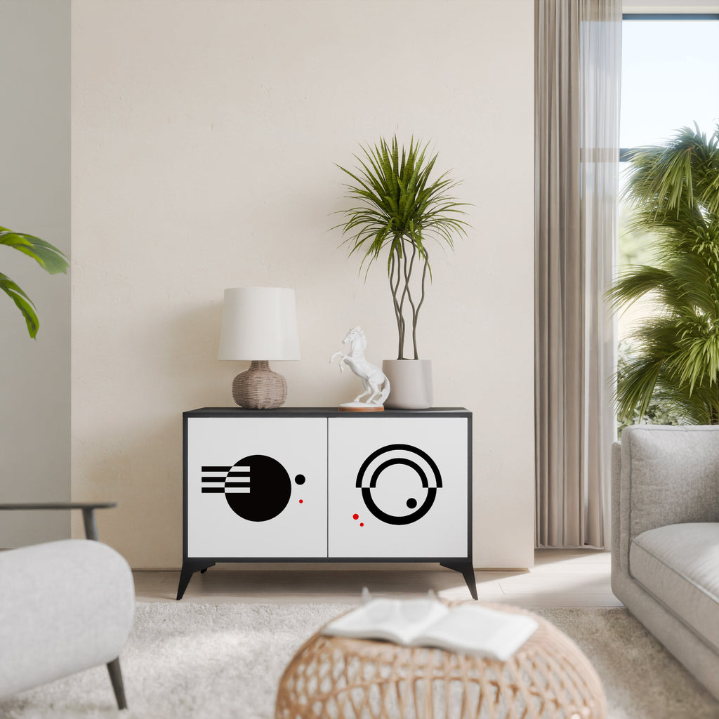 BLACK AND WHITE COMBINATION Sideboard mit 2 Türen in Schwarz