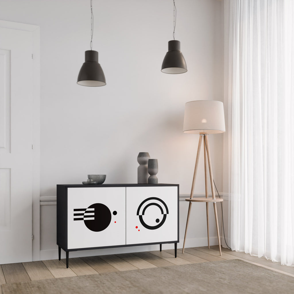 BLACK AND WHITE COMBINATION Sideboard mit 2 Türen in Schwarz